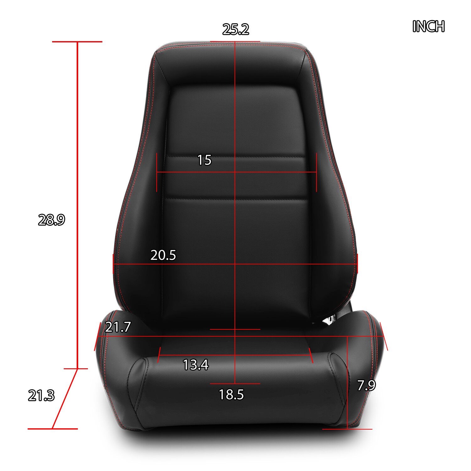 1 Pair Universal Black PVC Leather Easy Reclinable OBS Style Seats Car Seats