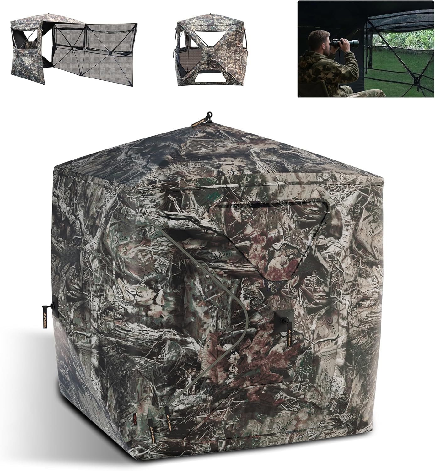 FLISSA Hunting Blind See-Through Fully Opening Door 270° Ground Tents 2-3 Person