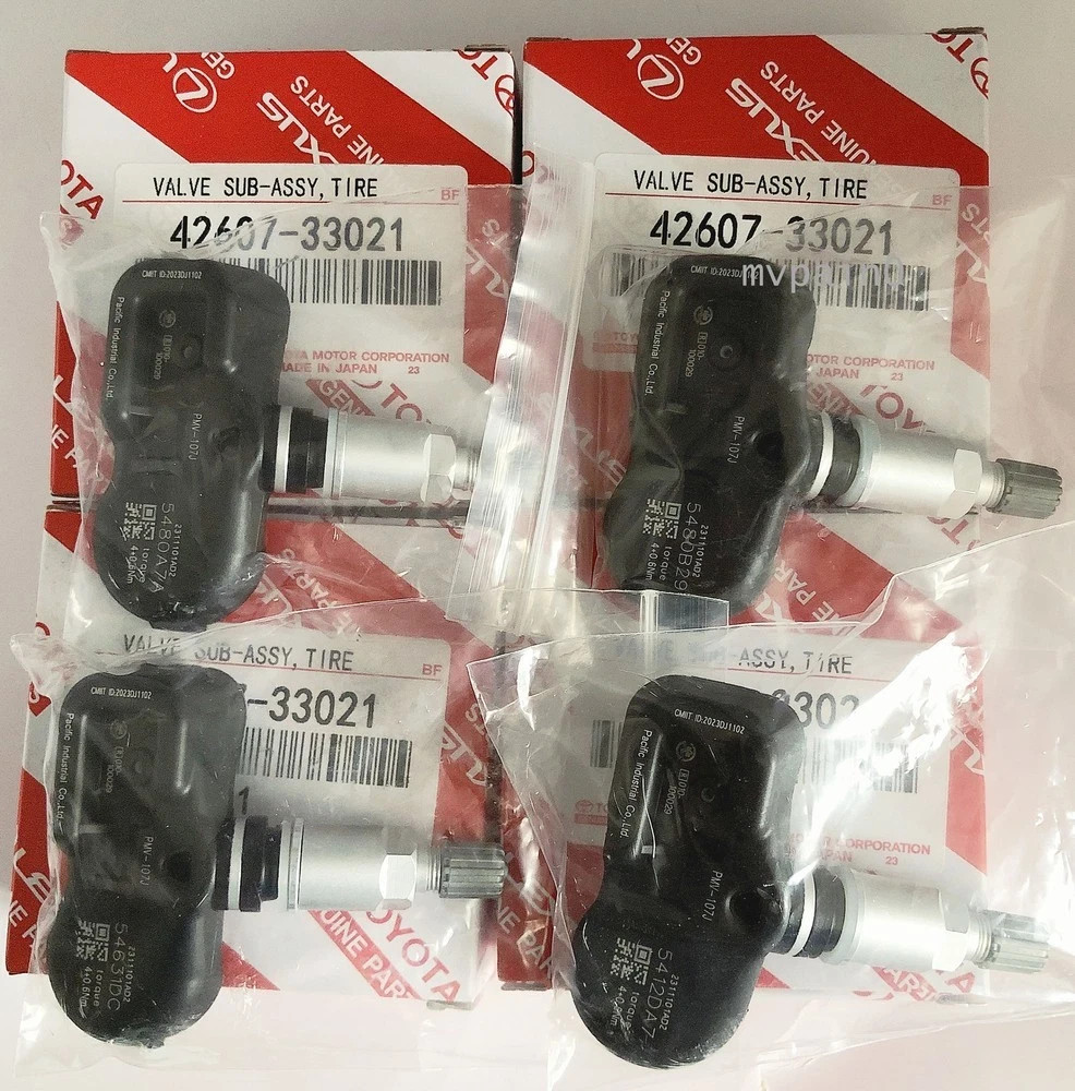 4PCS Genuine Tire Pressure Sensor TPMS 42607-33021 PMV-107J For Toyota Lexus