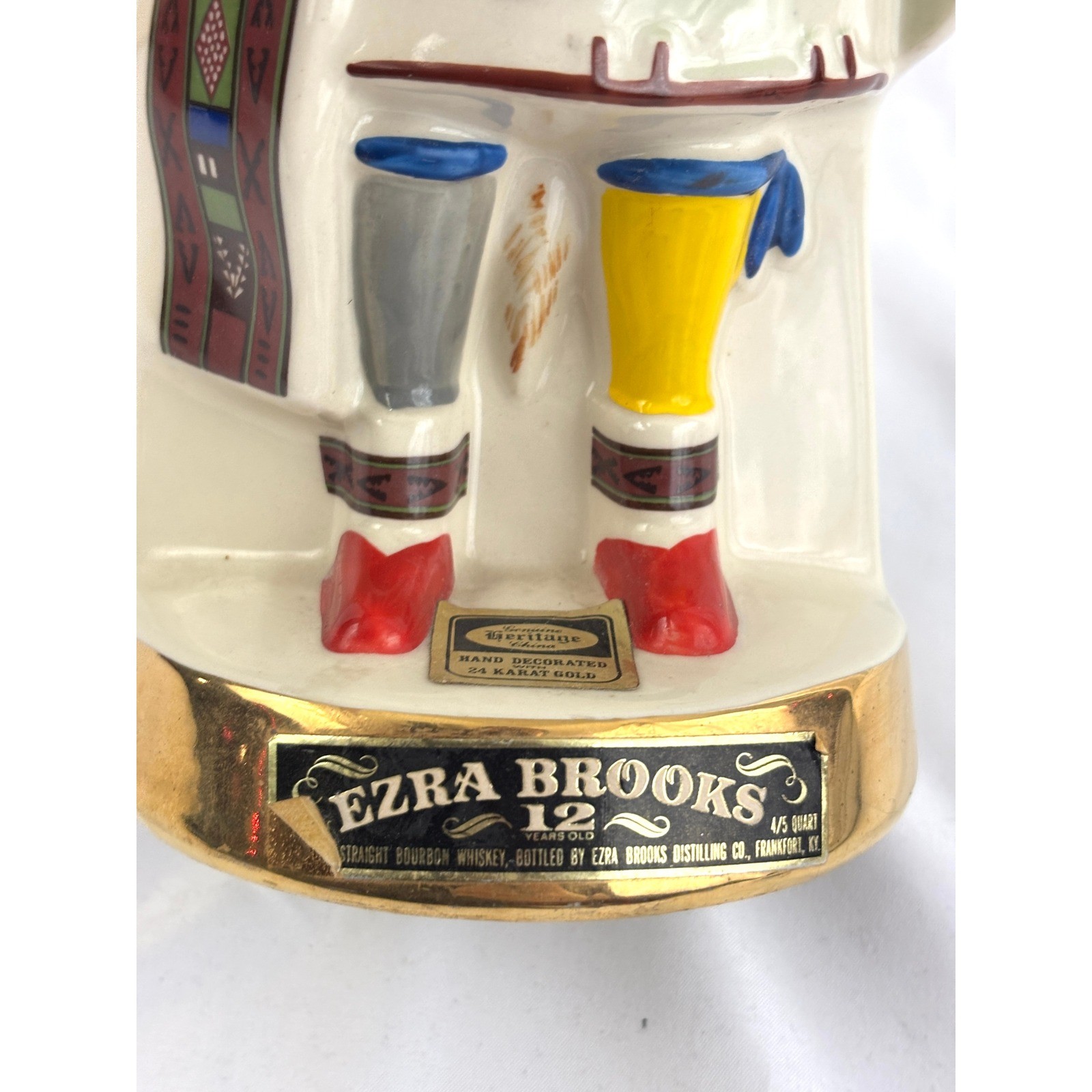 Vintage Ezra Brooks Kachina Decanter Native American Figure 13.5" Empty 1970s