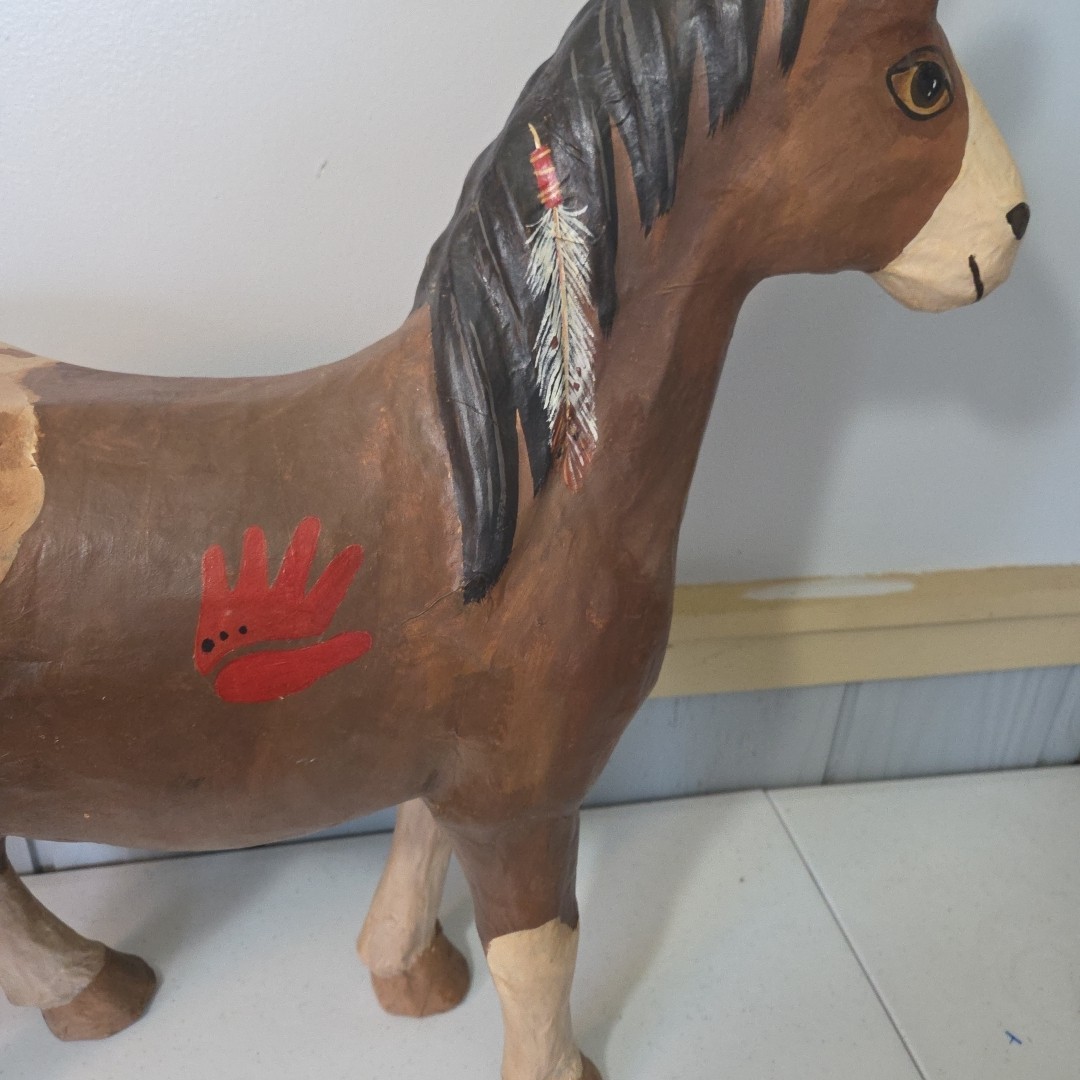 Vintage Paper Mache Spotted Blanket Appaloosa Horse Statue Indian Native