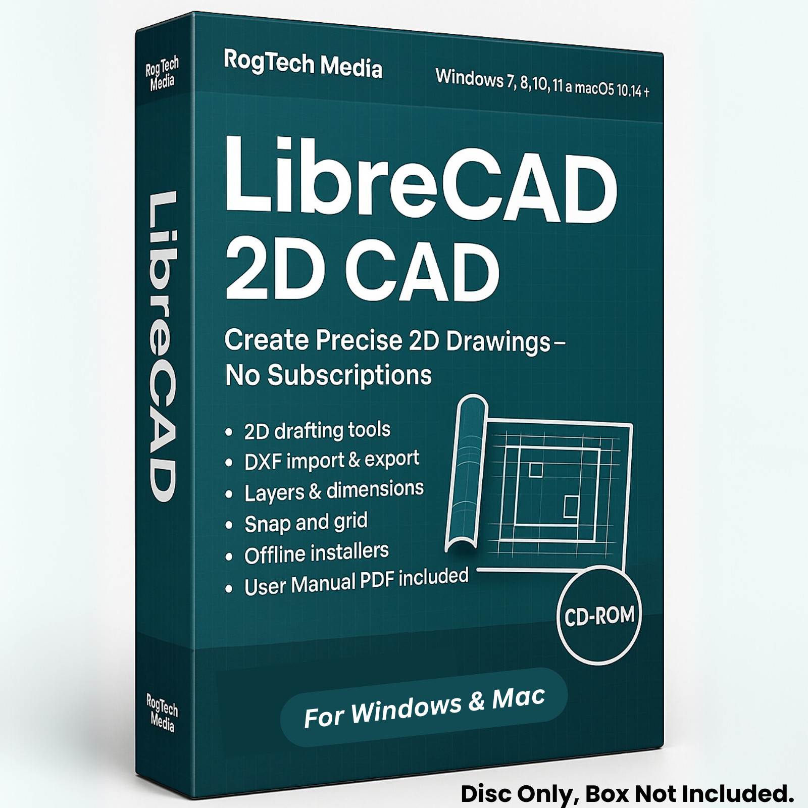 Libre Cad - 2D CAD Computer Aided Design Software for Windows & MAC on CD-ROM