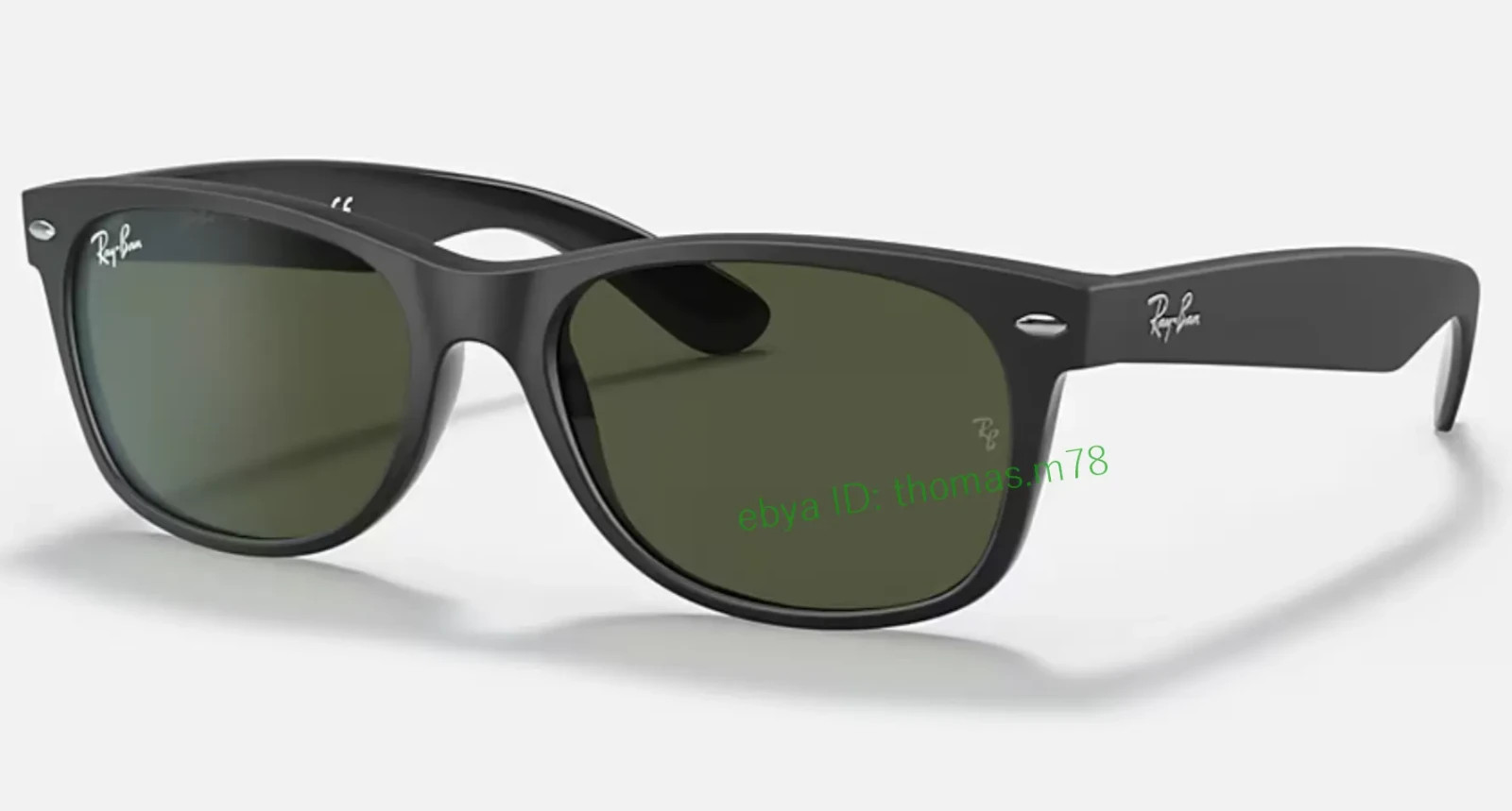 Ray-Ban New Wayfarer RB2132 Sunglasses 55mm Matte Black Frame G-15 Green Lens