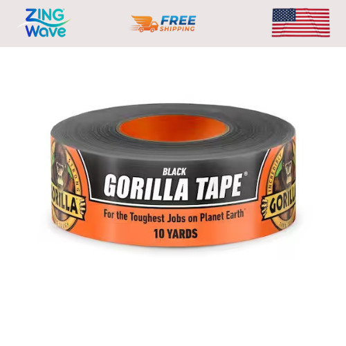 Heavy Duty Black Duct Tape Gorilla Tough Weather Resistant Large (10 yard) Roll