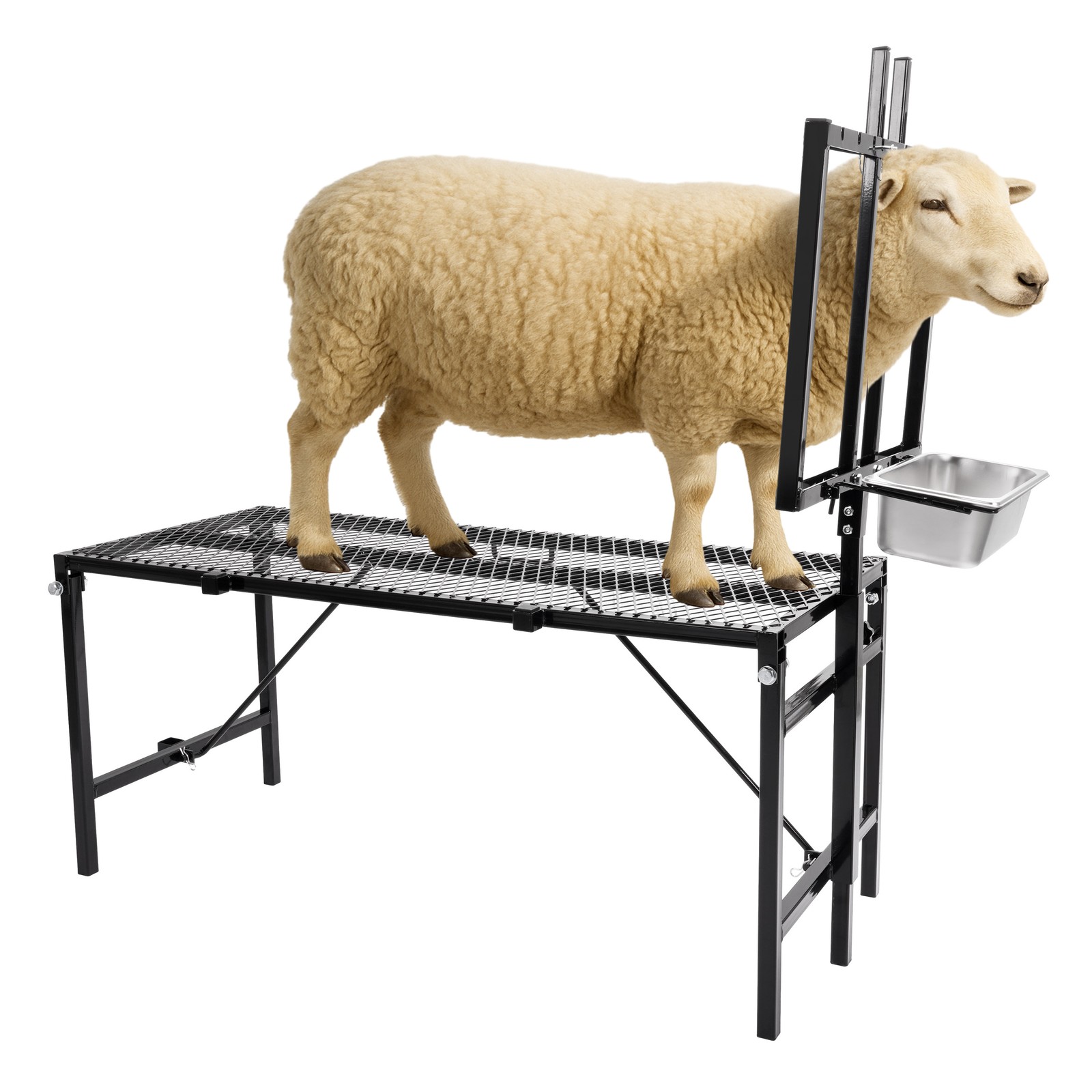 New Black Livestock Feeder Horned Milking Stand Adjustable For Goats & Sheep