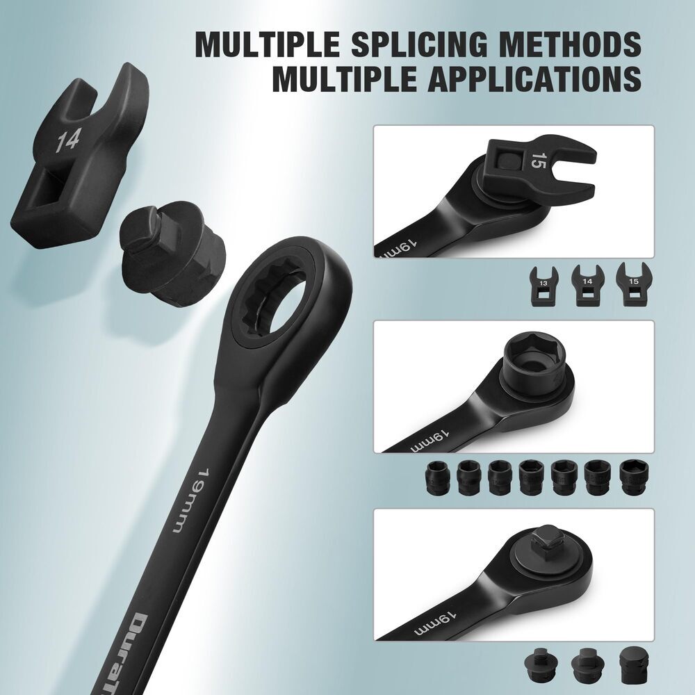 DURATECH Universal Ratcheting Serpentine Belt Tool Set 15PCS Belt Tensioner Tool