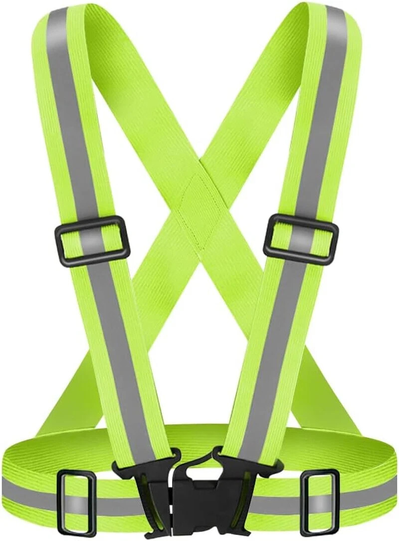 High Visibility Suspenders Reflective Harness Belt Strap Traffic Sash Neon Green