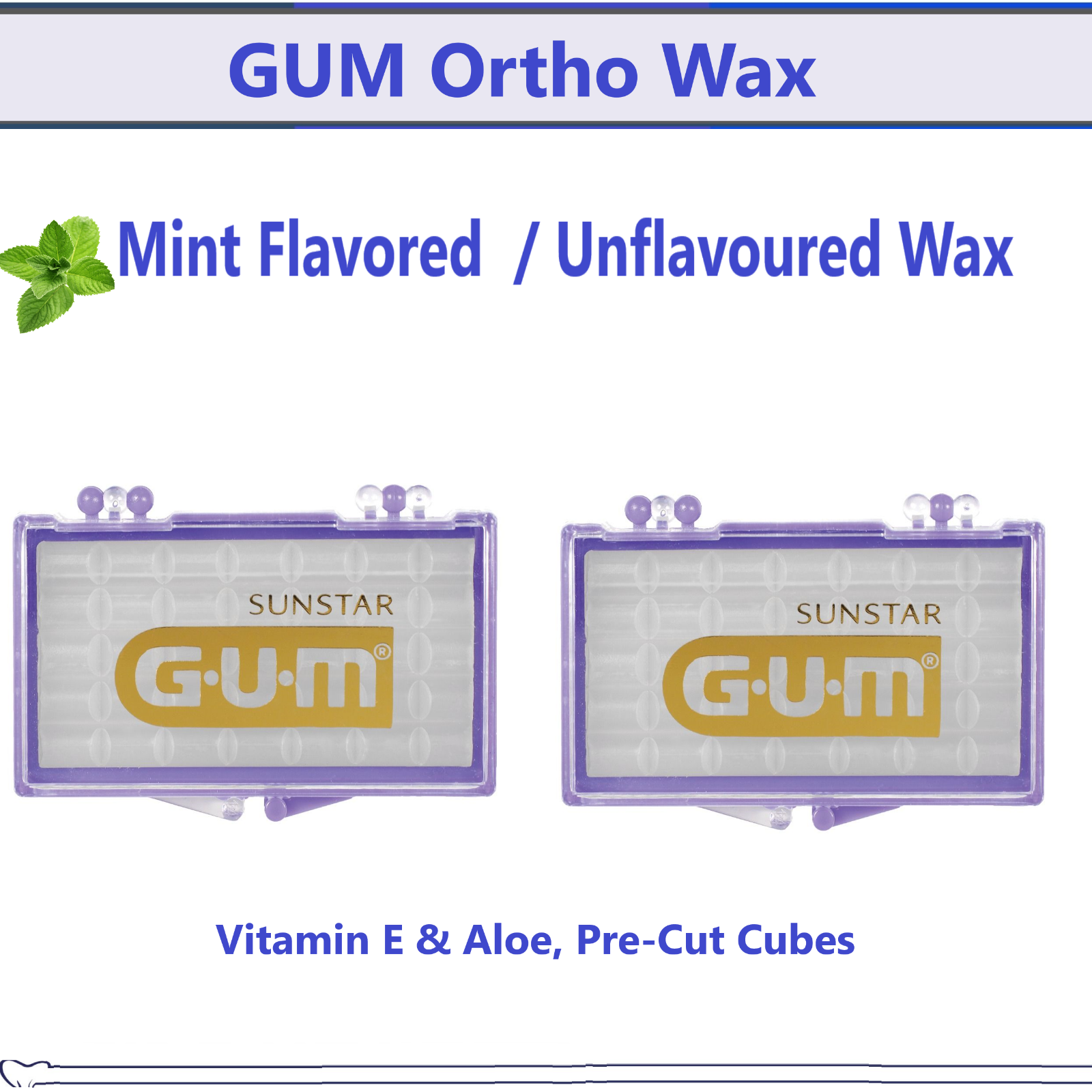 Dental Orthodontic Ortho Wax Mint Original Scent For Braces Sunstar Gum, USA