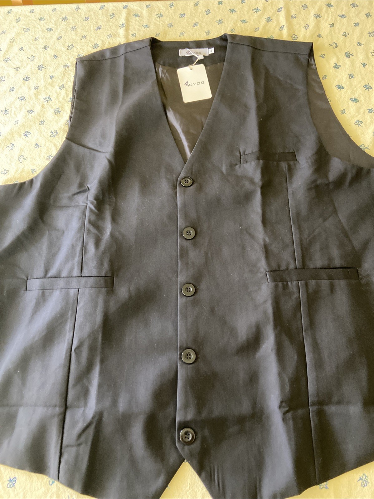 Men's Aoyog Formal Business Suit Vest 5 Buttons Size 4XL Black *NEW*