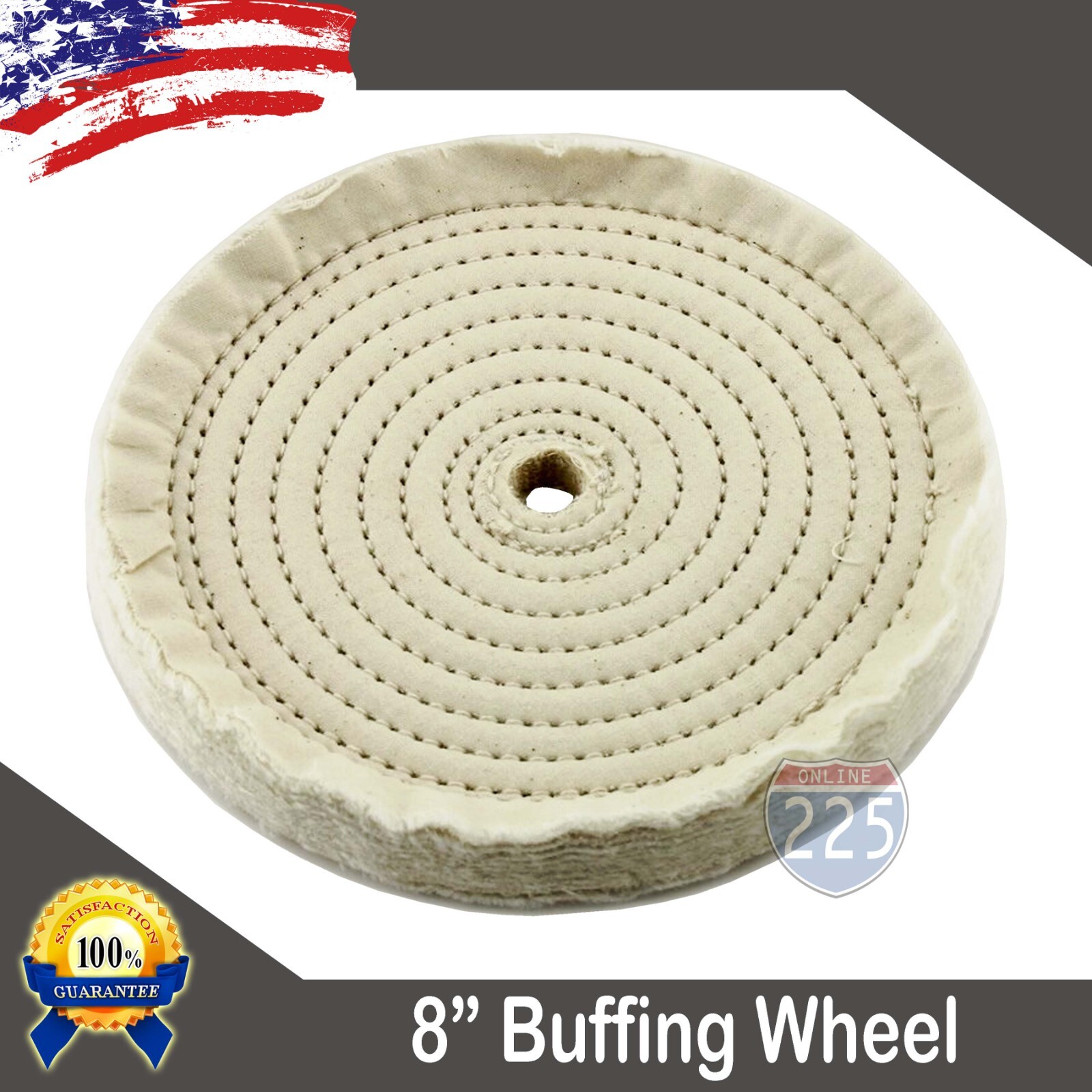 8" x 40 ply 5/8 Inch Arbor Hole Stitched cotton polishing buffing wheel