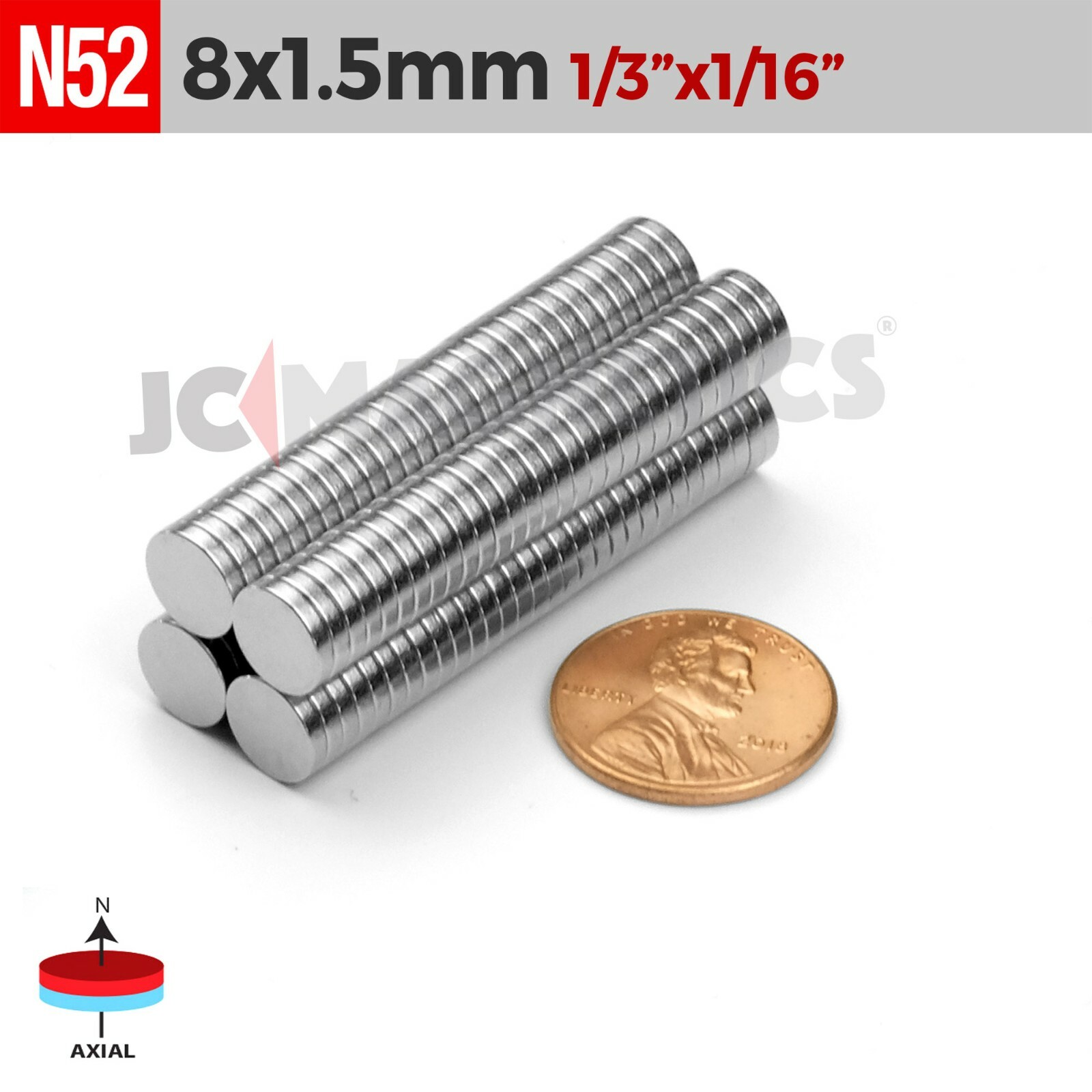 8mm x 1.5mm N52 Very Strong Round Disc Rare Earth Neodymium Magnets 8x1.5mm
