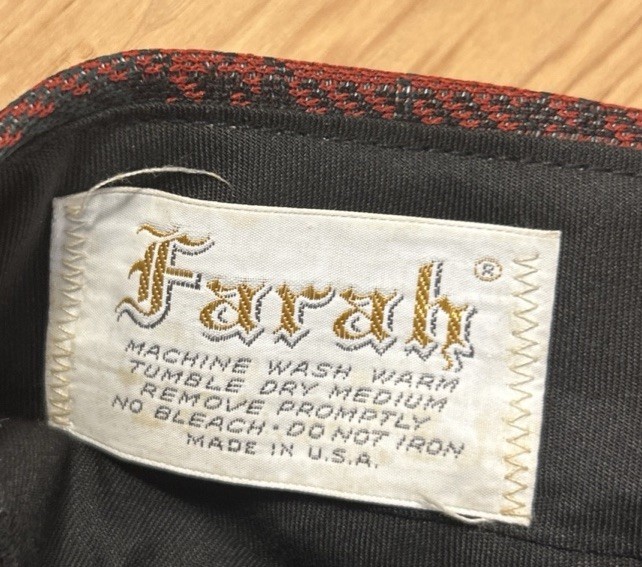 VTG 70s Farah Polyester Pants High Waist Wide Leg Disco Mens Size 34x29 Plaid