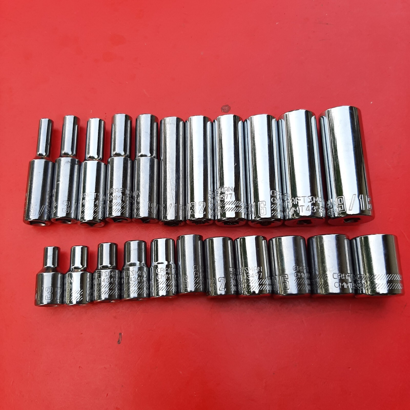 NEW CRAFTSMAN TOOLS 21 Piece 1/4" Drive Deep & Shallow SAE 6 Point Socket Set