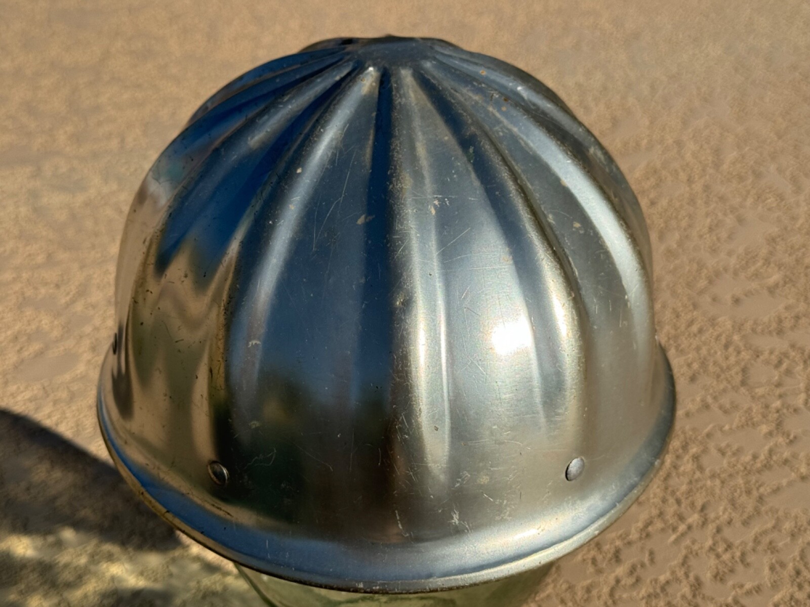 VINTAGE SUPERLITE BY FIBRE METAL ALUMINUM HARD HAT TANNER PAVING & MATERIALS