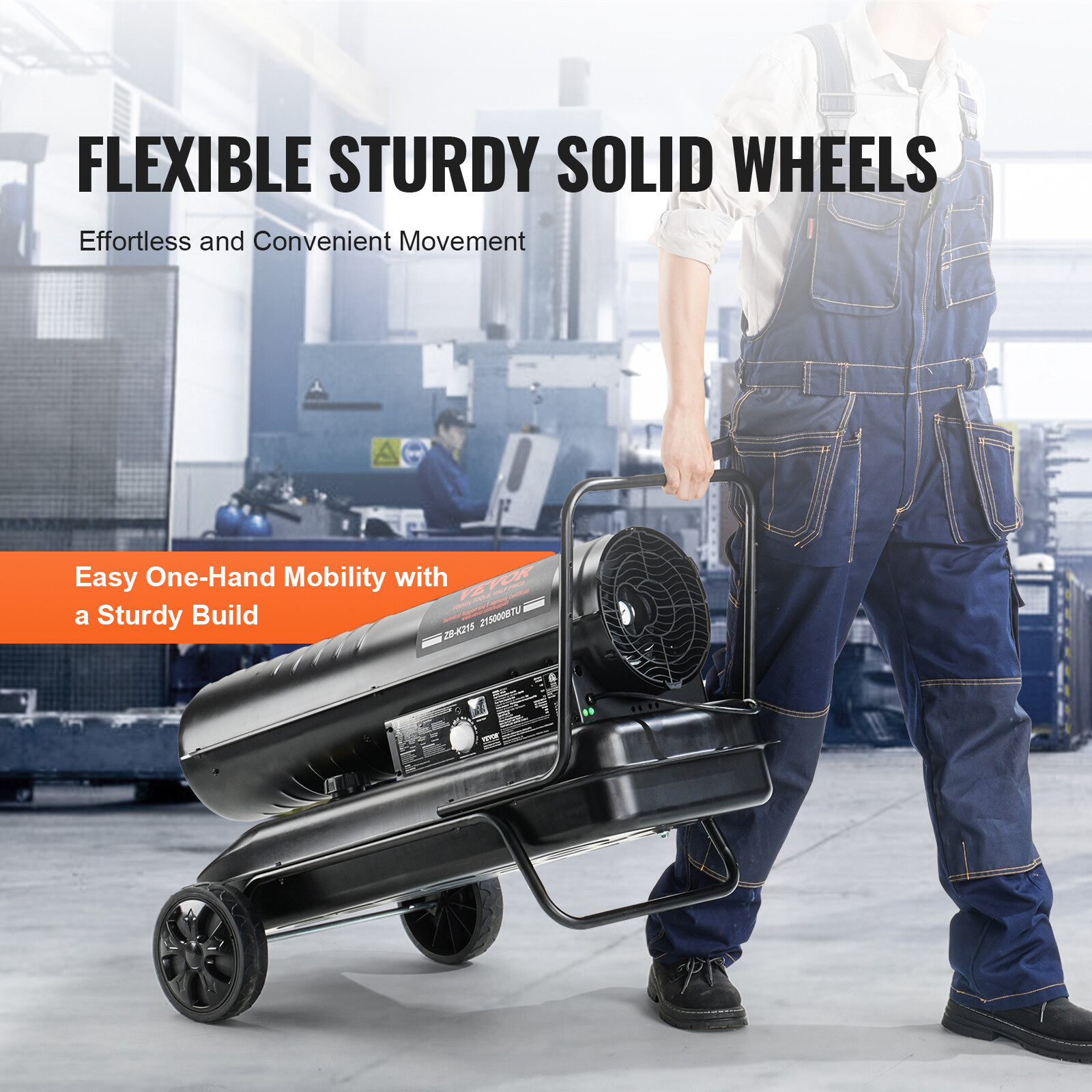 VEVOR Portable Kerosene Forced Air Heater 215000 BTU Indoor Outdoor 13.2gal Tank