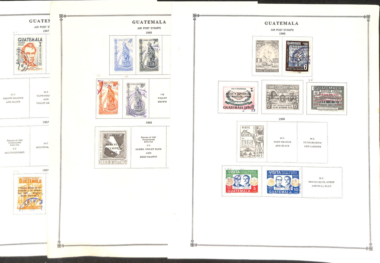 Guatemala Stamp Collection on 50 Scott International Pages, 1871-1976 (BA)