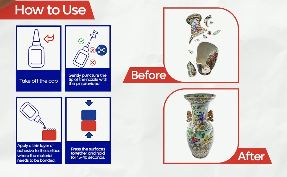 Adhesive Guru Ceramic Glue (150x0.7oz) Super Glue for Pottery, Porcelain & China