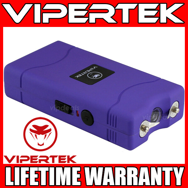 VIPERTEK Stun Gun Mini PURPLE VTS-880 335 BV Rechargeable LED Flashlight