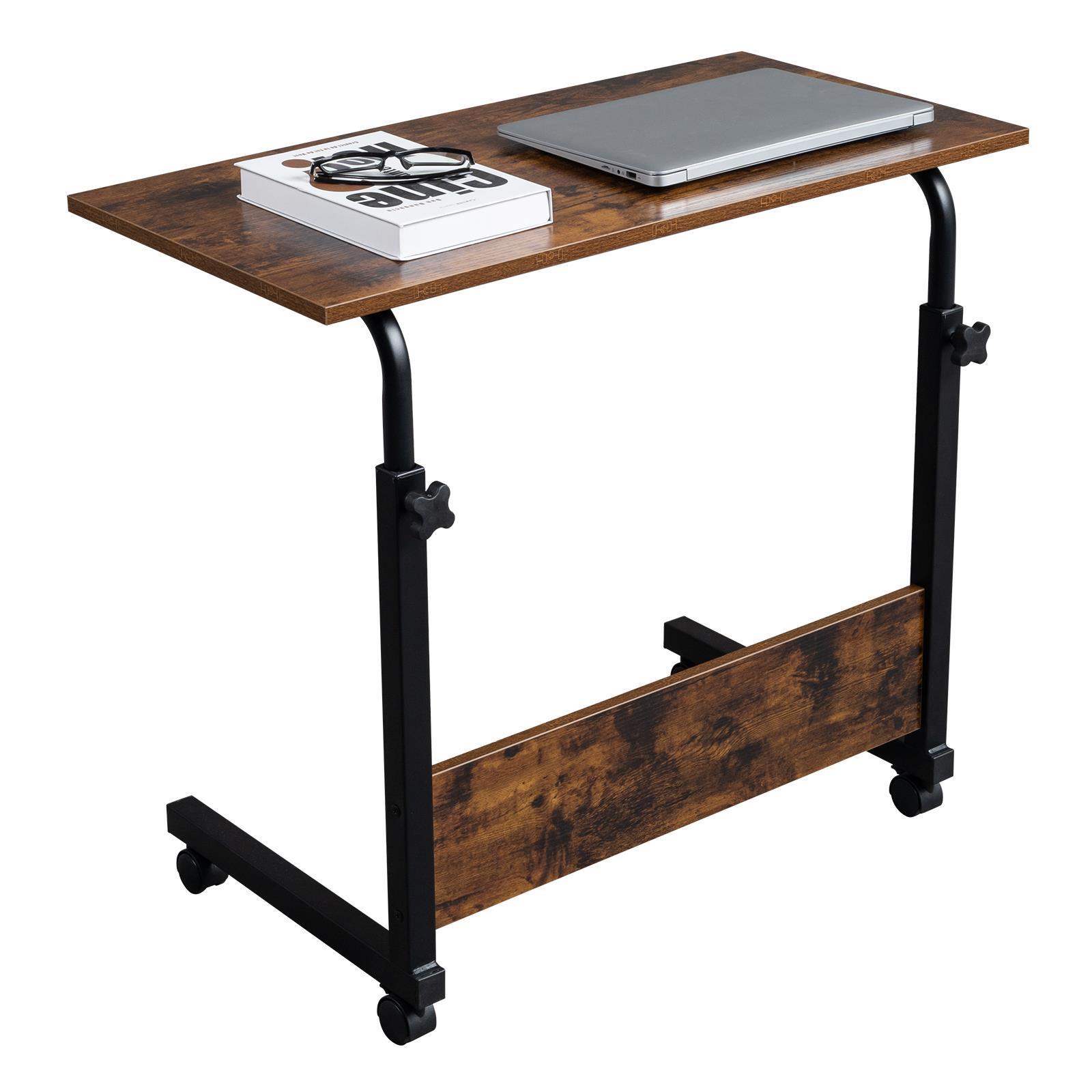 Adjustable Height Laptop Desk Rolling Bedside Table Computer Over Bed 27-38.5in