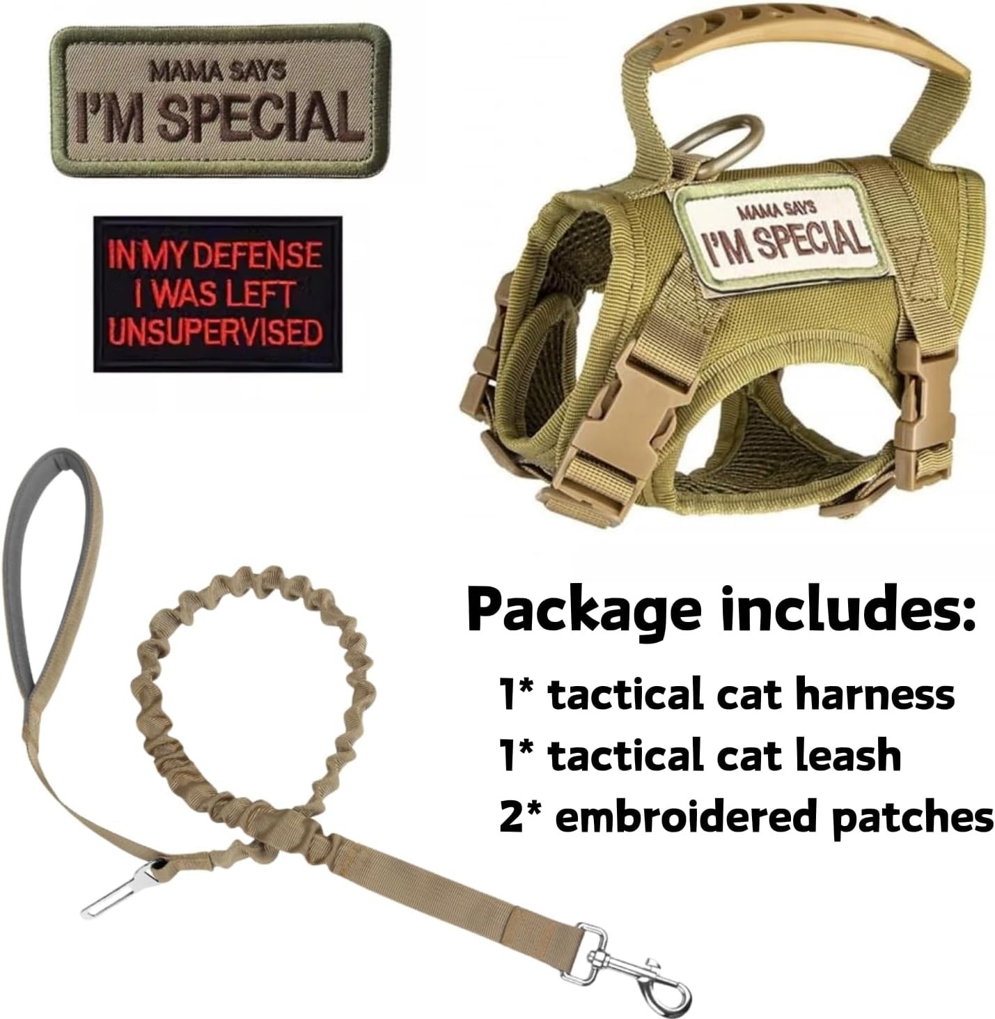 Tactical Cat Harness and Leash Set for Walking Escape Proof Adjustable Large ...