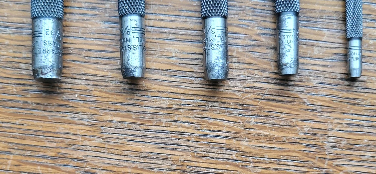 Vintage L. S. Starrett No. S 117 Set of (5) Center Punches Machinist Tools USA