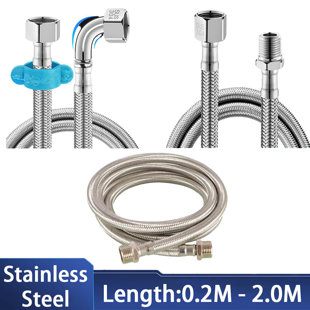 Flexible Stainless Steel Braided Water Hose 1/2" BSP Female/Male/Elbow Ends