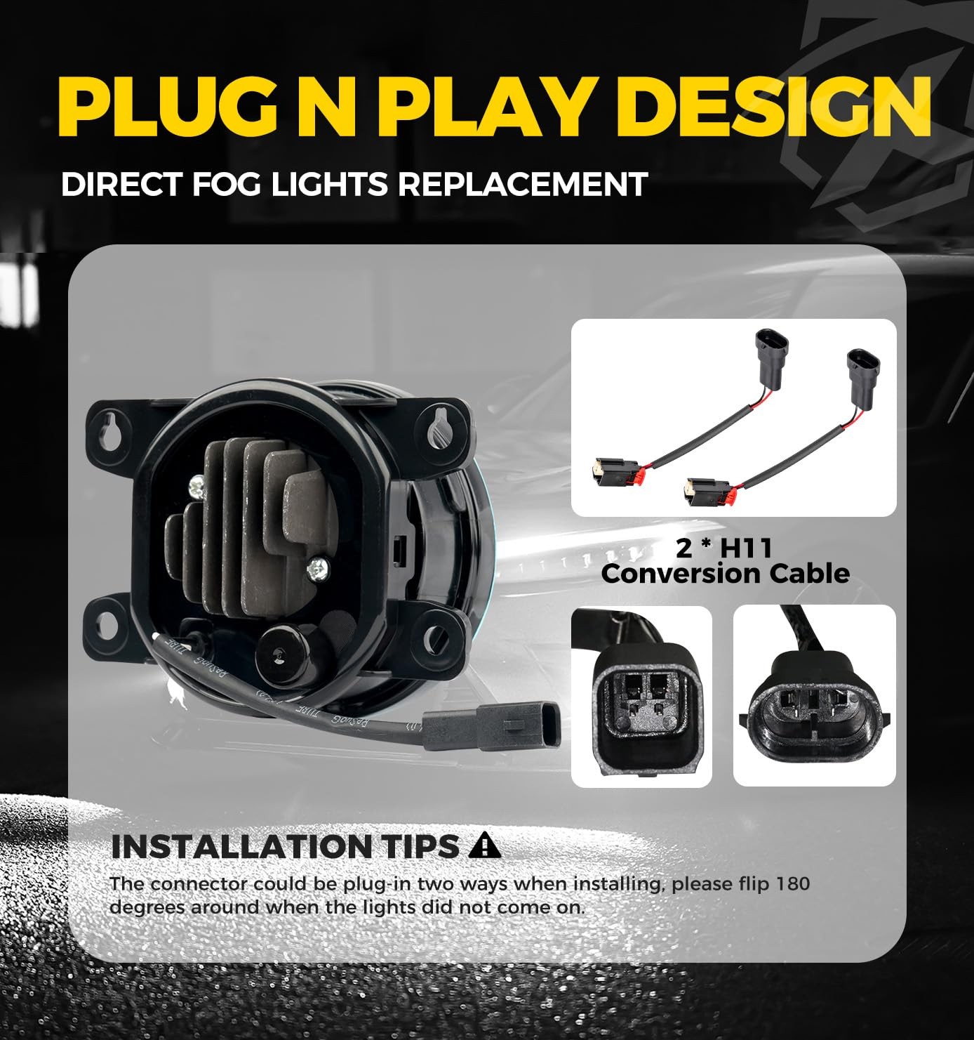 Xprite 500% Bright OEM Style White LED Fog Lights w/Blue Lens Compatible Blue