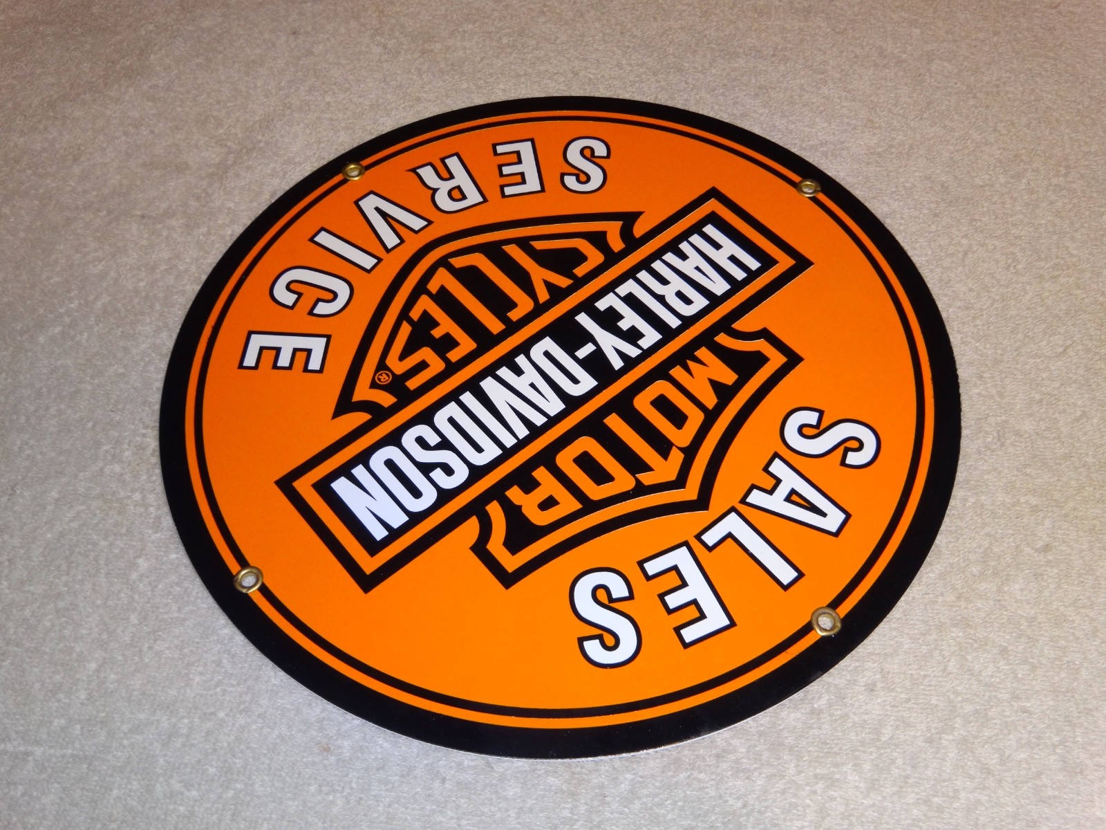VINTAGE HARLEY DAVIDSON MOTORCYCLE SALES SERVICE DEALER PORCELAIN GASOLINE SIGN!