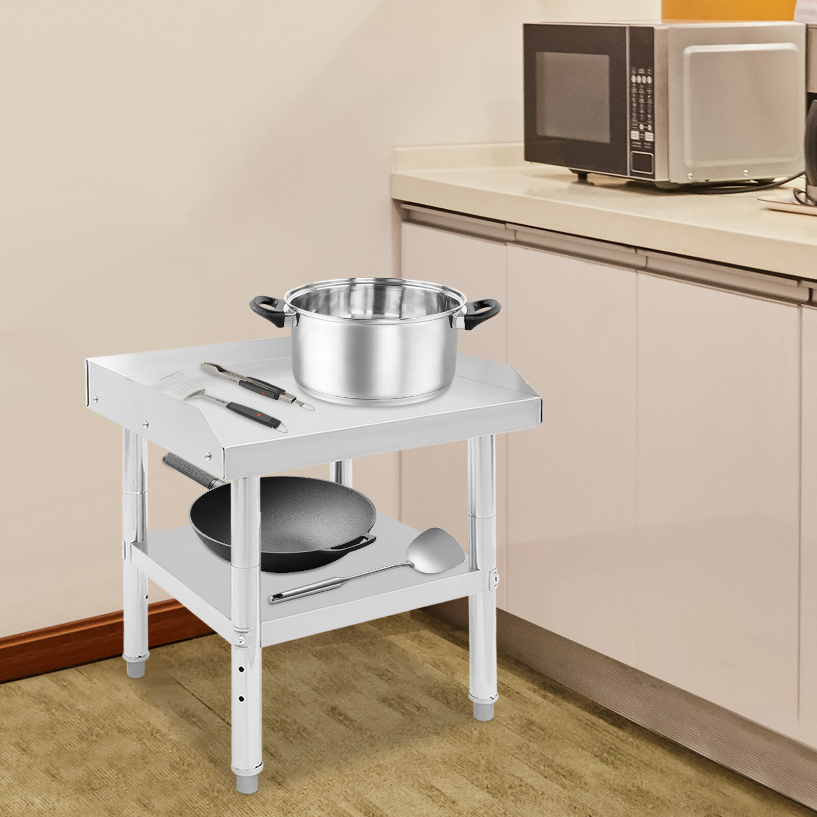 Commercial Kitchen Work Prep Table with Backsplash Stainless Steel Prep Table