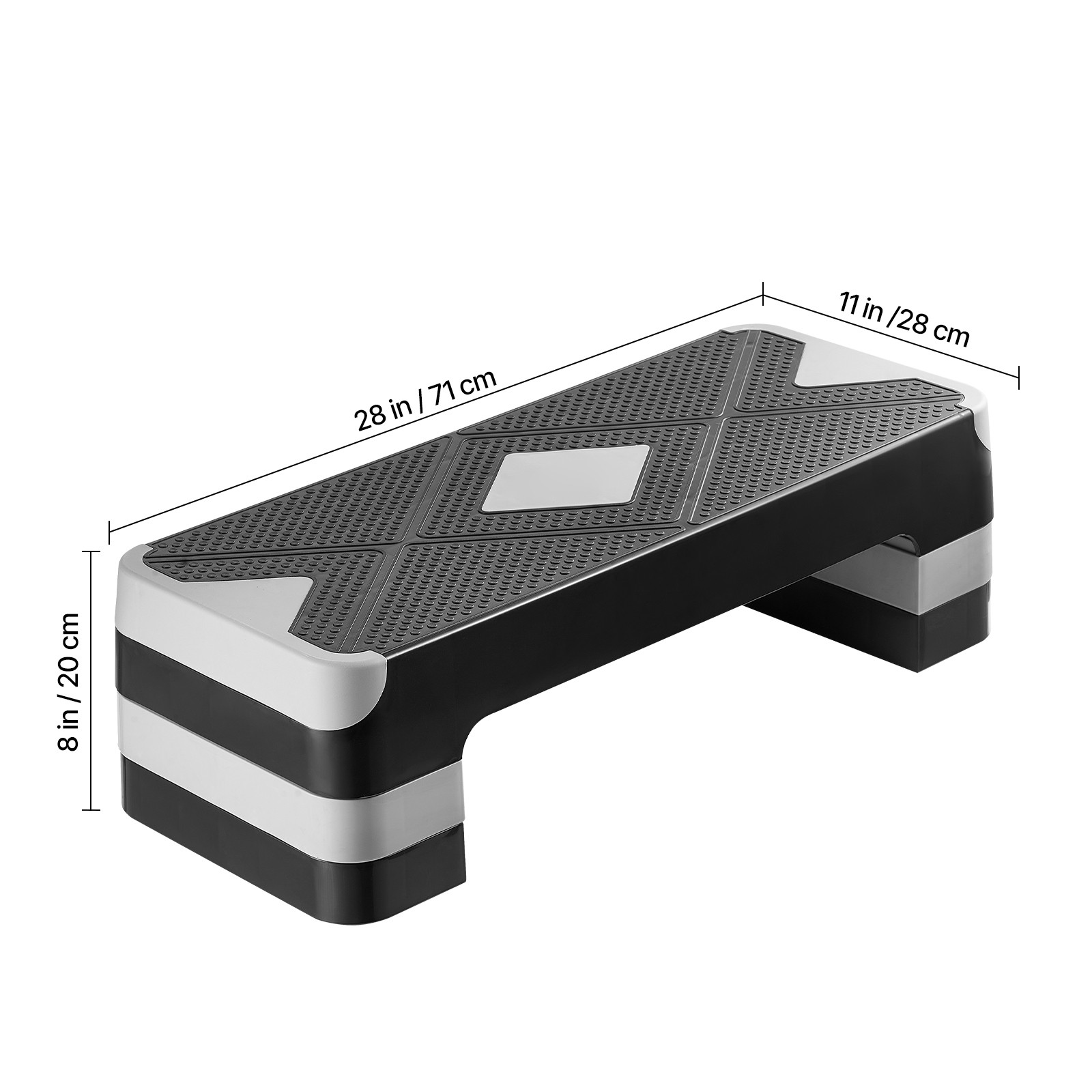 Aerobic Exercise Step Platform Height Adjustable Workout Stepper 4 Riser Gray