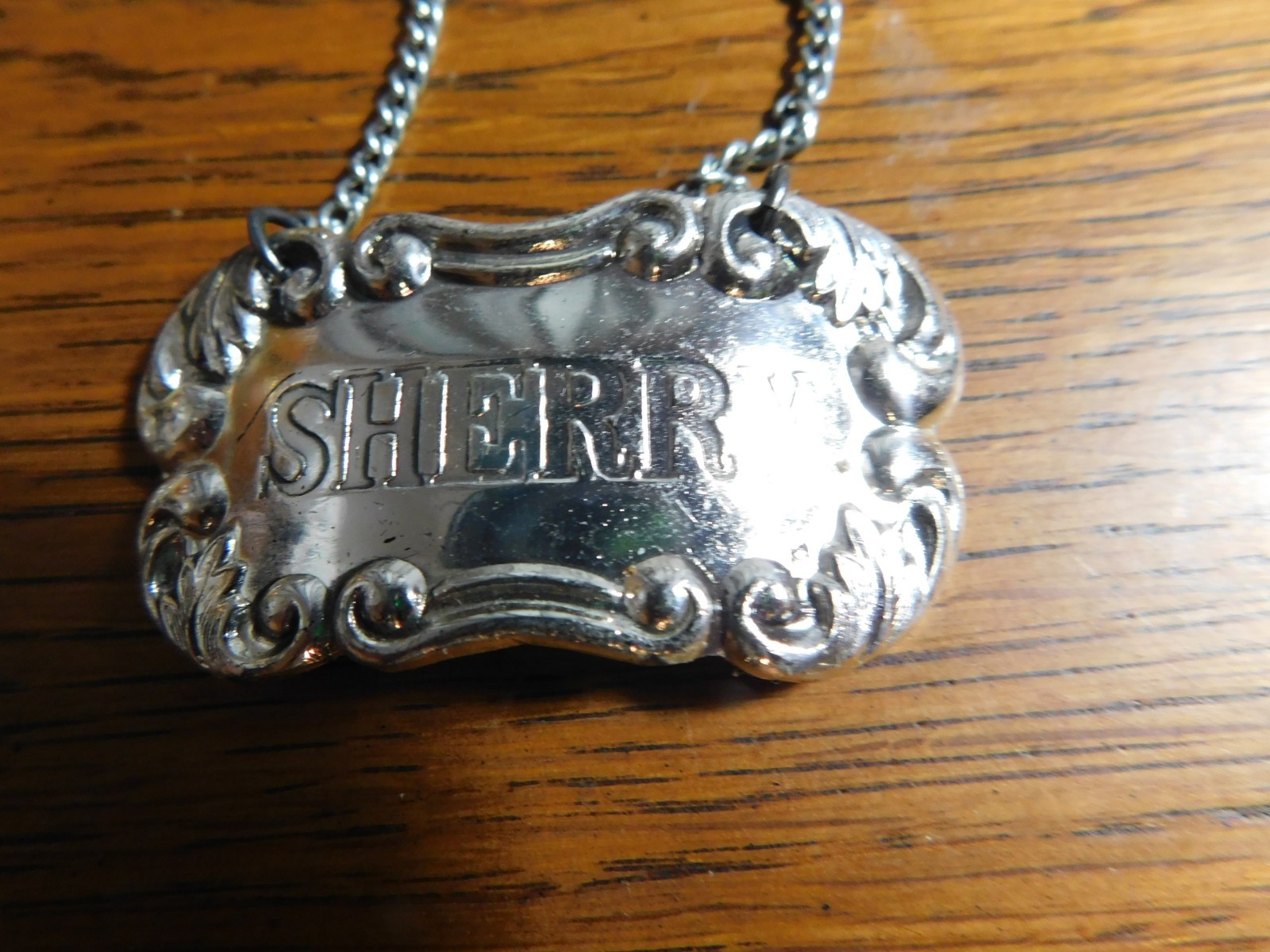 Vintage Set of 6 Liquor Bottle Decanter Label Tags Silver-plated Japan 1967-76