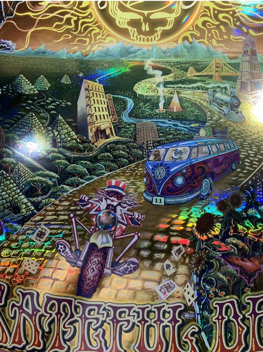 Grateful Dead Poster Mike DuBois Fare Thee Well Foil Hologram Art Golden Road 50