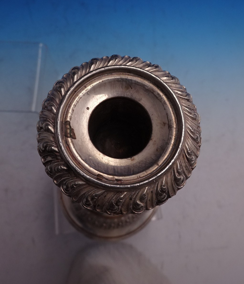 English Sheffield Silver on Copper Candlestick Pair 10 1/2" x 4 5/8" (#8554)