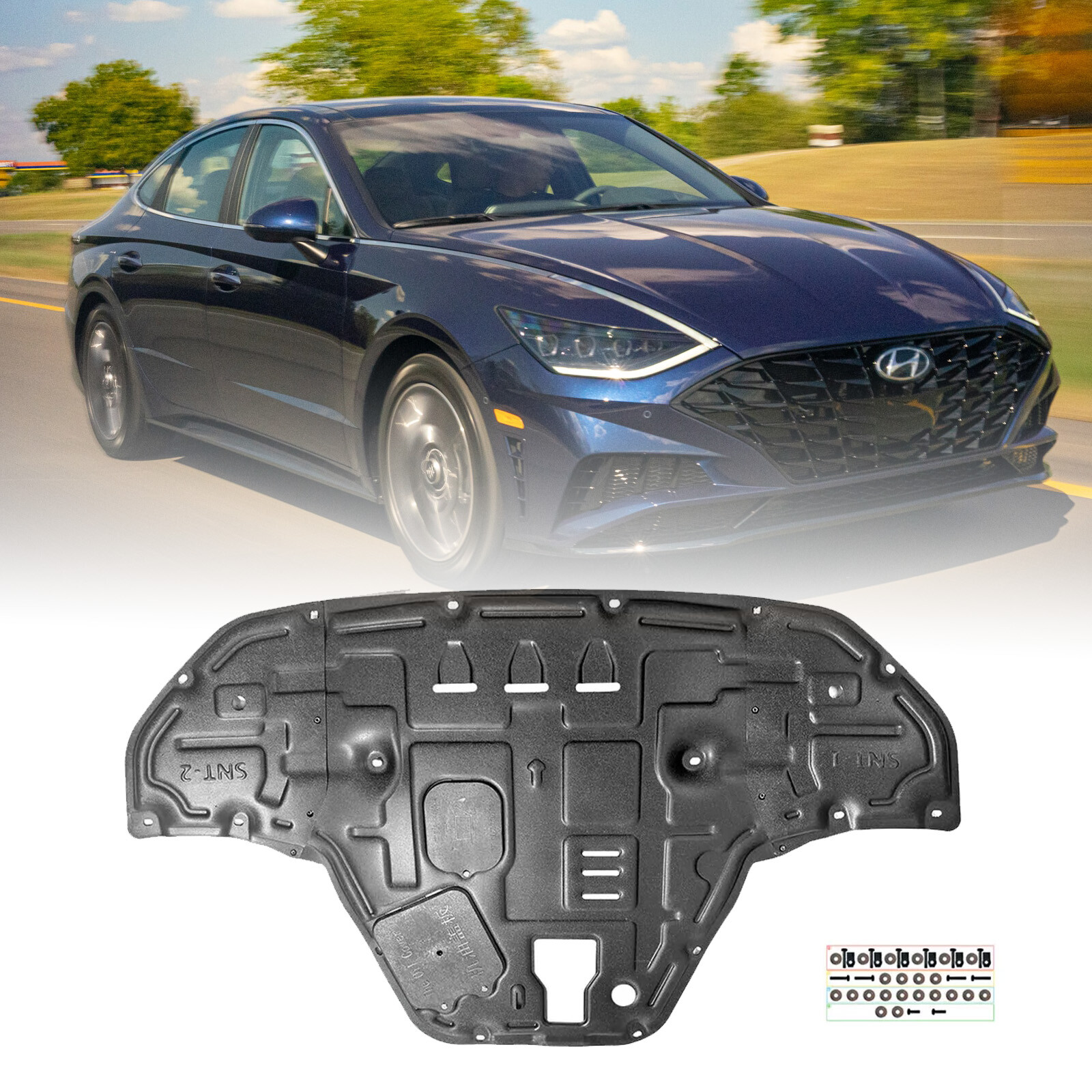 Front Engine Under Cover Splash Shields Fit For 2020-2022 Hyundai Sonata