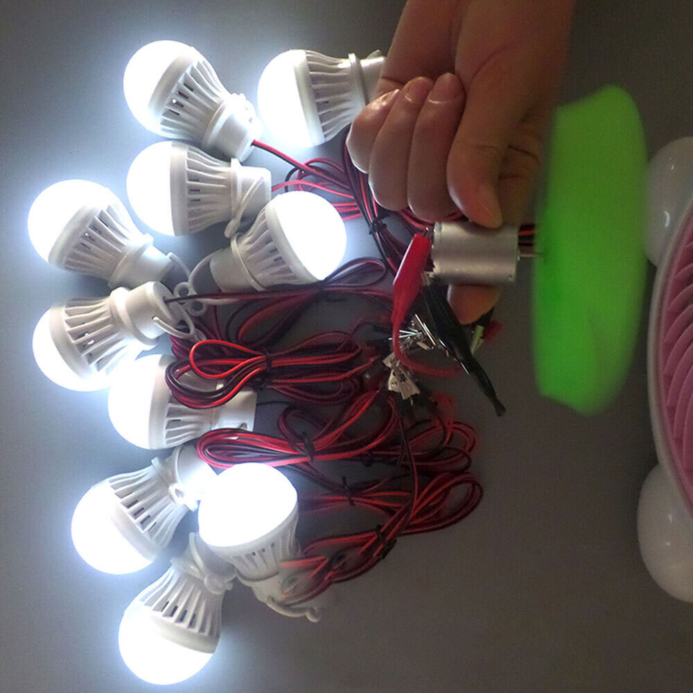 Mini Wind Turbine Motor Blade W/Bulb DIY Kit Power Alternative Energy Generator#