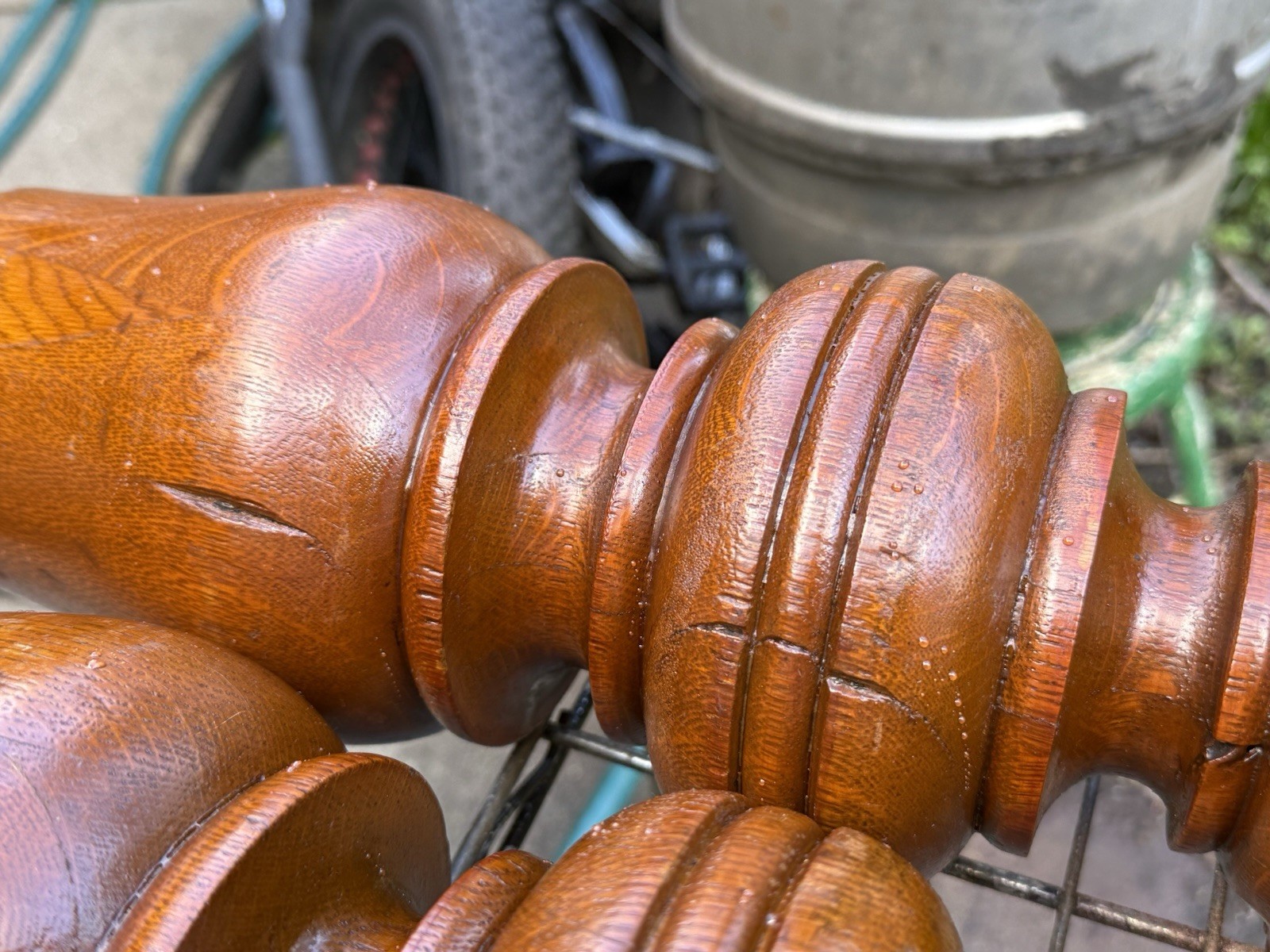 5x Exquisite Antique Wood Fluted Turned Carved Table Legs Victorian Vintage