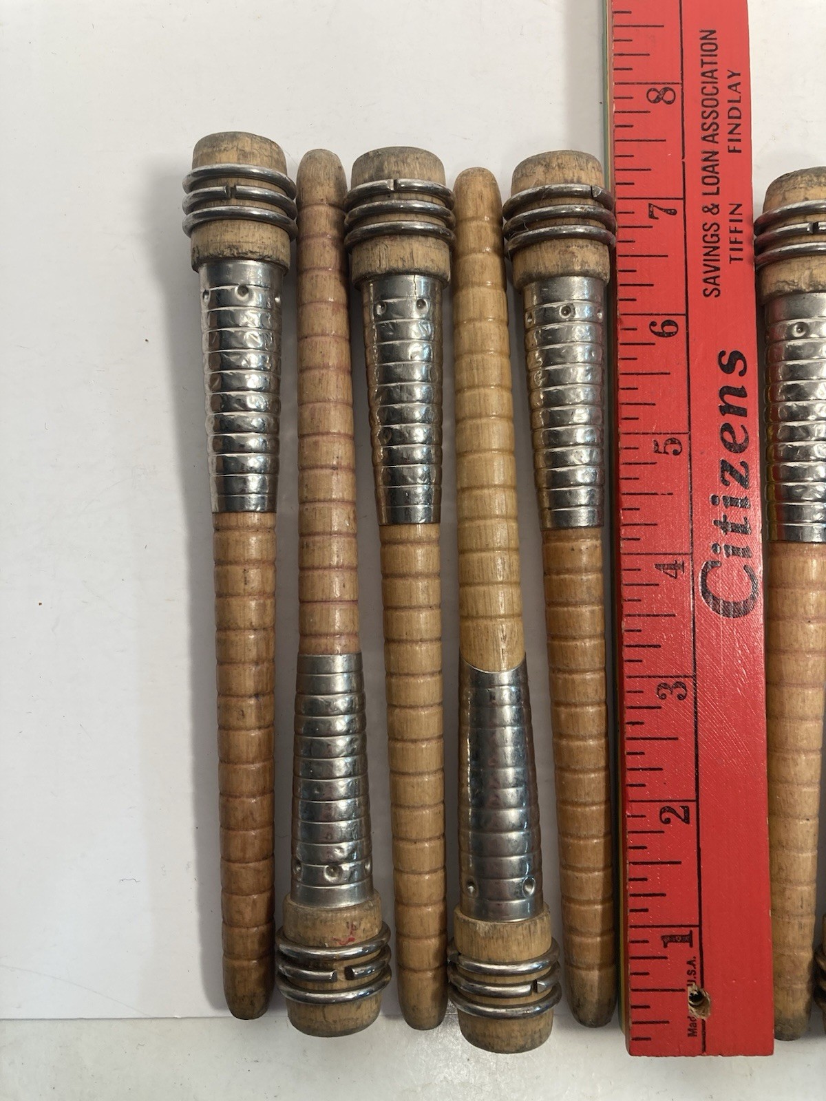 Wood quills, spindles, bobbins, 7" SILVER SLEEVES, Wooden Quills Lot-10