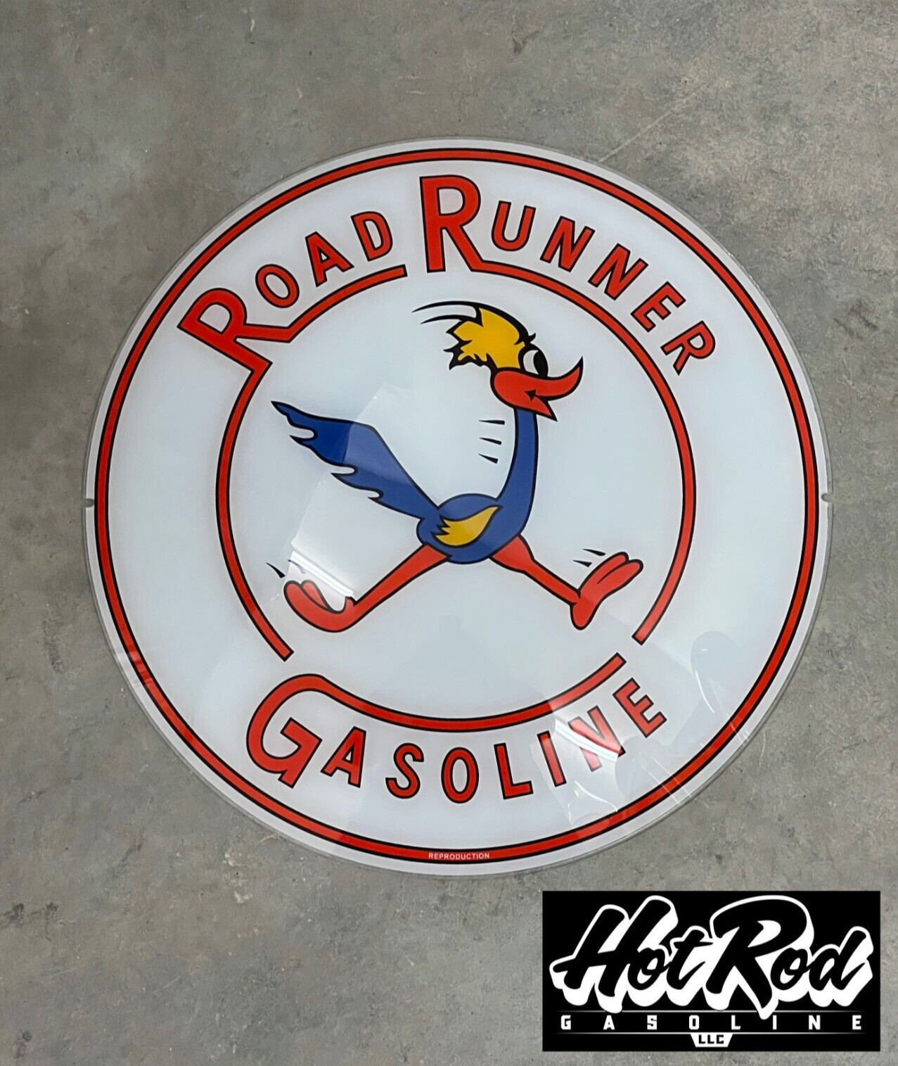 ROAD RUNNER GASOLINE Reproduction 13.5" Gas Pump Globe Face / Lens