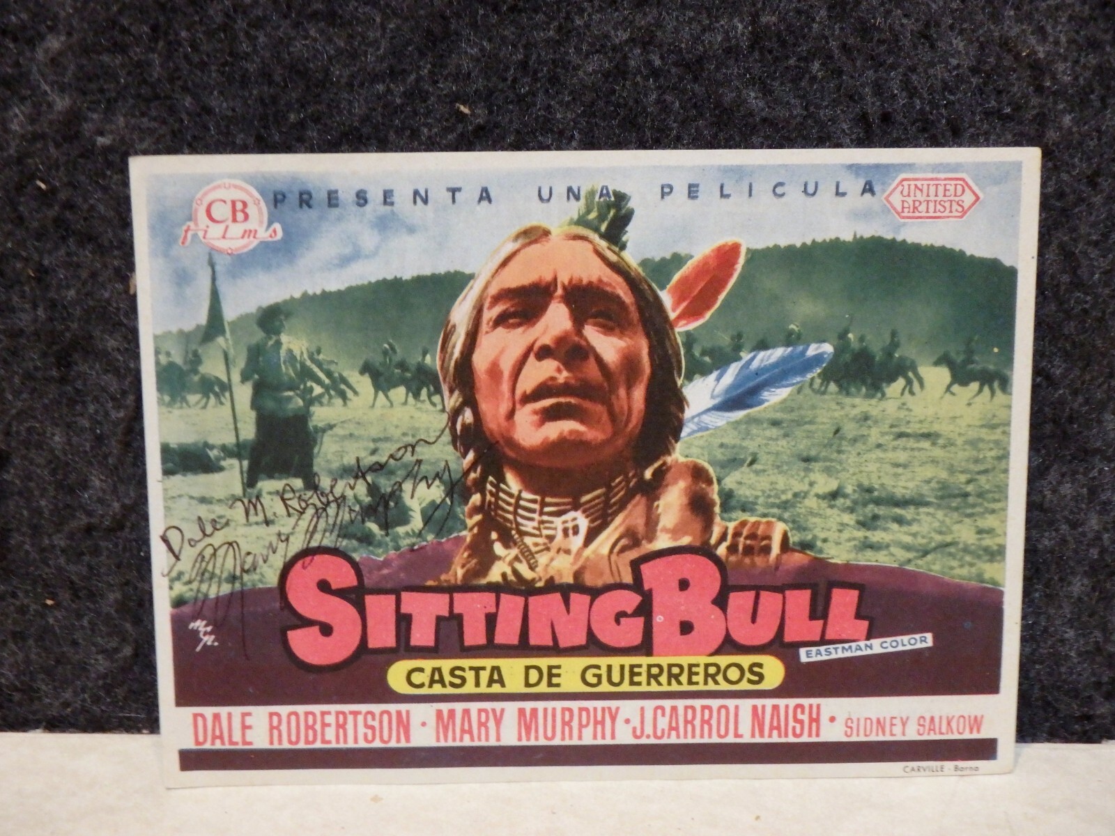 1954 SITTING BULL AUTOGRAPHED COWBOY DALE ROBERTSON & MARY MURPHY MOVIE HERALD