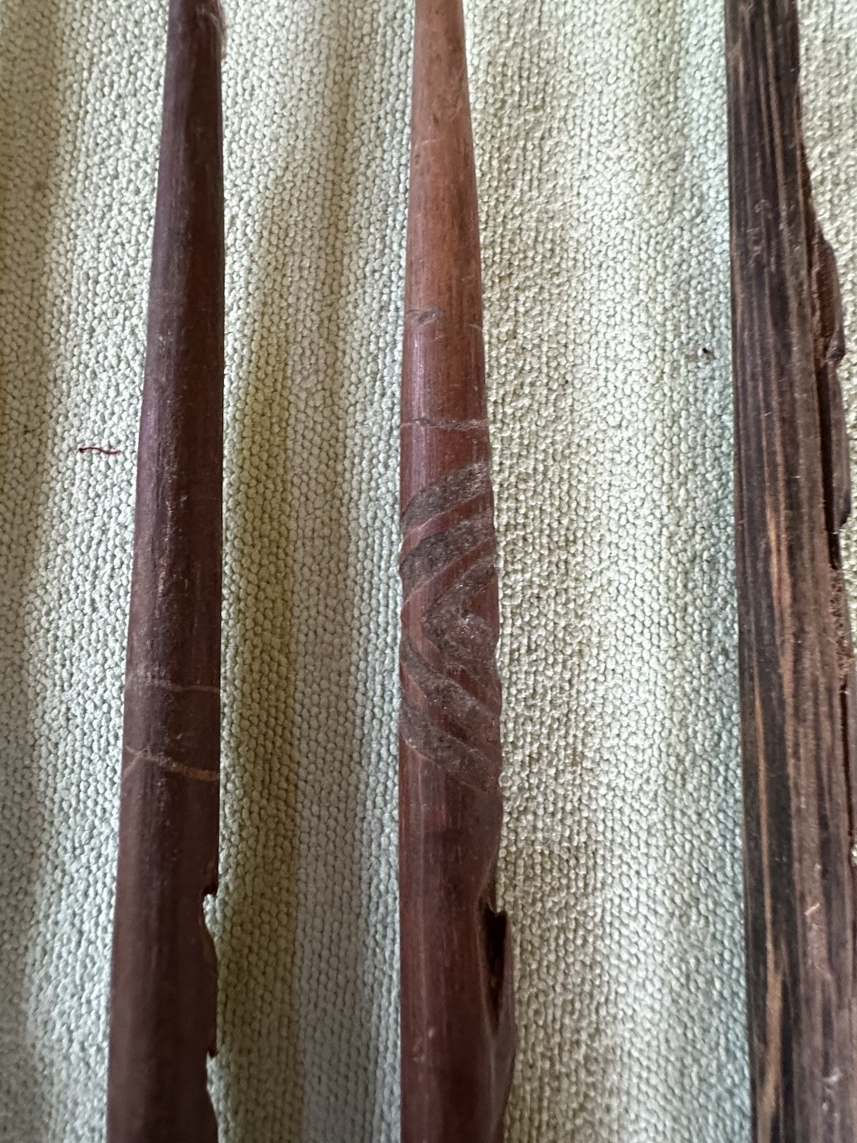6 Antique Australian Aboriginal Carved Spear Tips