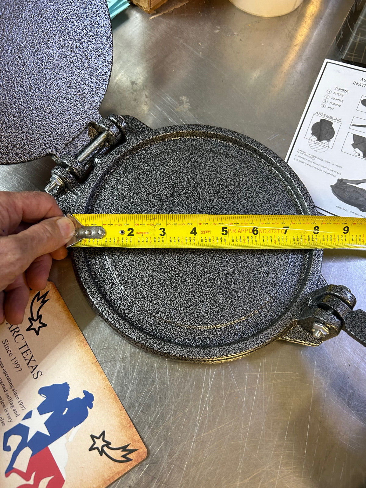 Arc USA 8" Tortilla Press Cast Iron Empanadas Dough Arepas Heavy Duty Pataconera