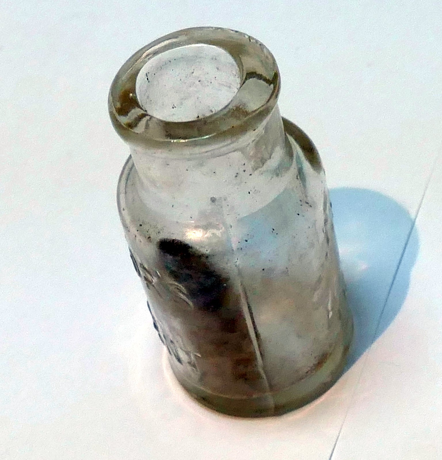 Sample Size Embossed Majors Cement Bottle New York rattlesnake oil 1890's