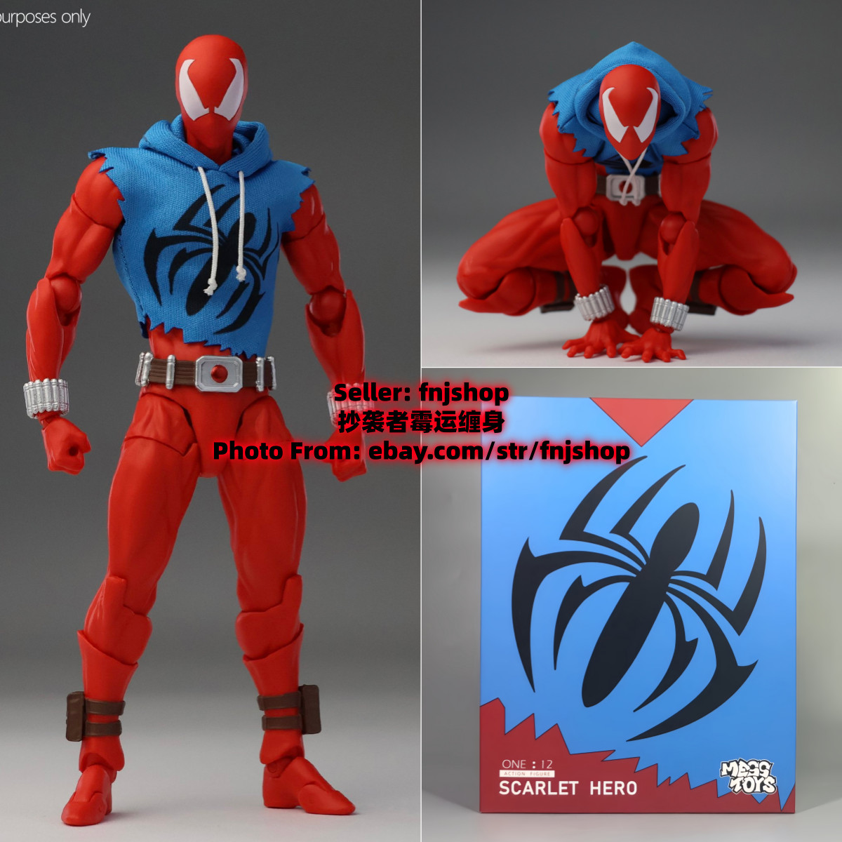 In Stock Hot-New Mess Toys Scarlet Hero Spider-Man Blue Suit 1/12 Action Figure