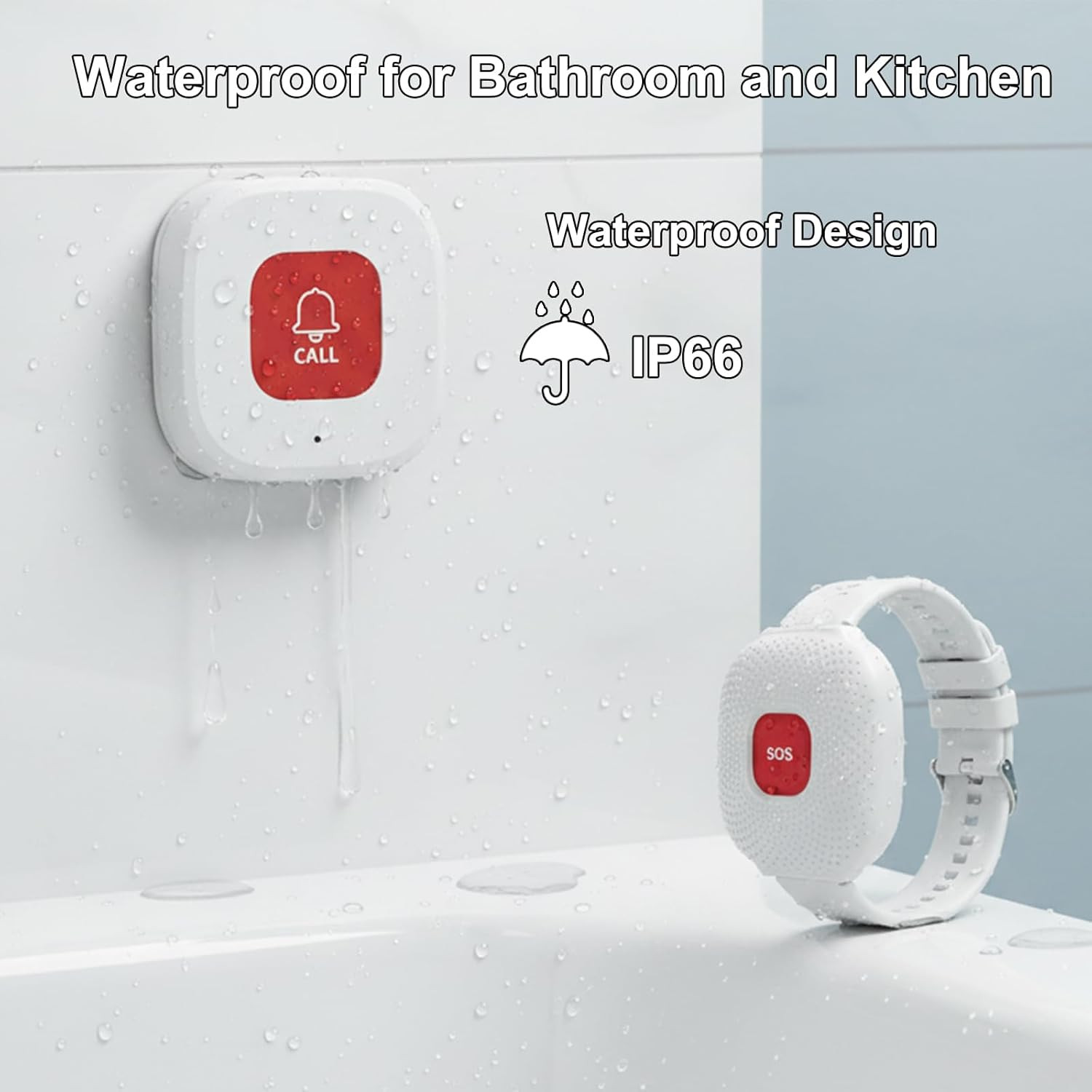 Wireless Caregiver Pager Life Alert System for Seniors No Monthly Fee, Wi-Fi APP