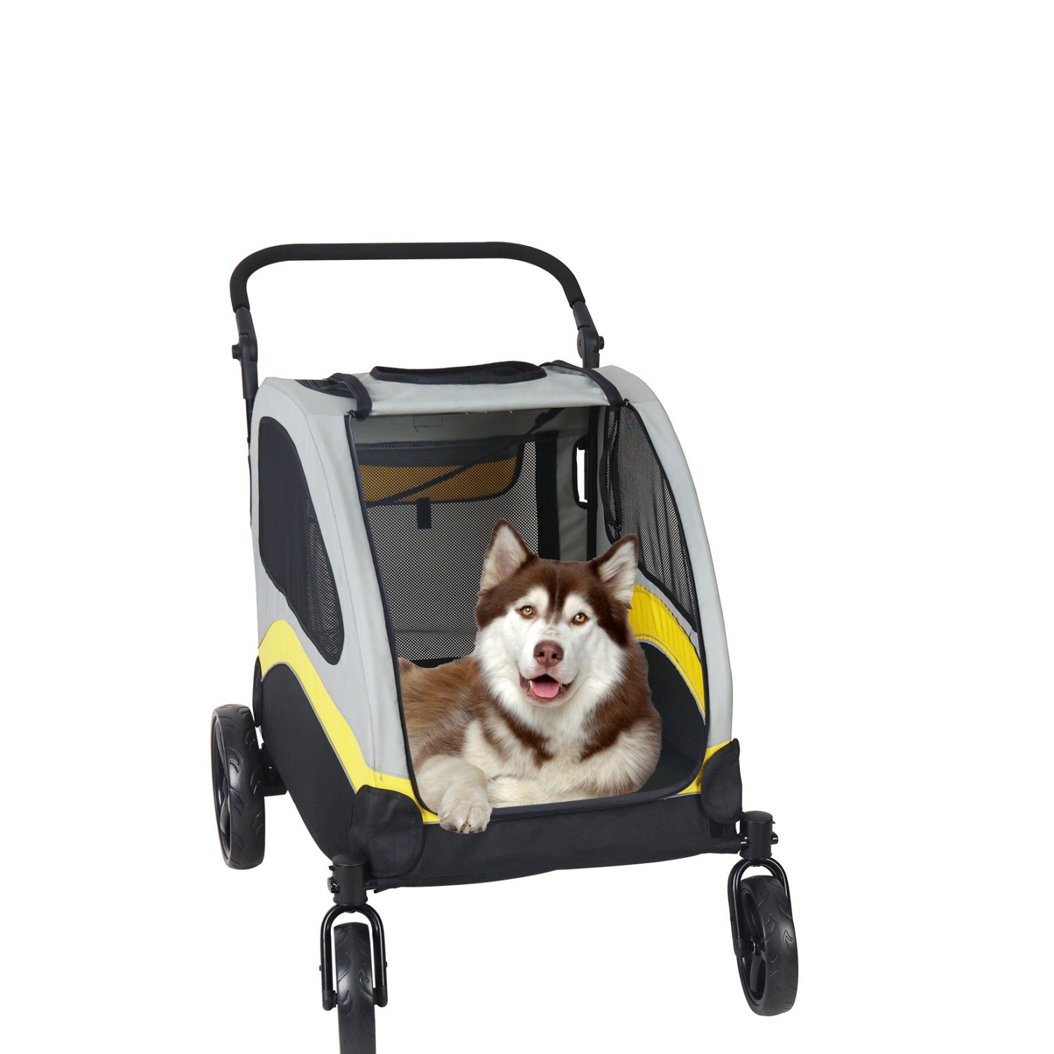 Foldable Large Pet Jogger Wagon Stroller with 4 Heavy Wheels Adjustable Handle