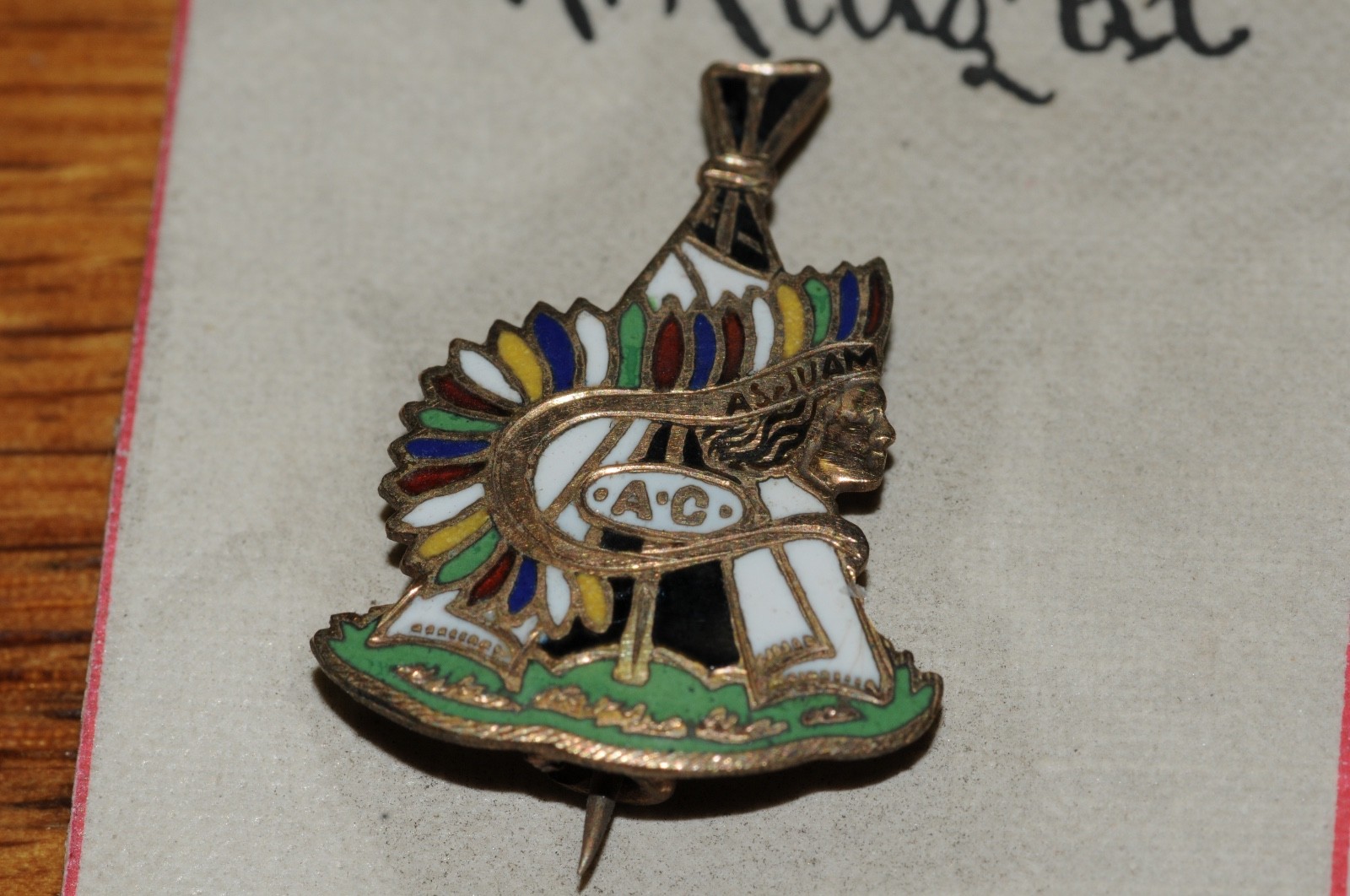A.C. ASJUAM Indian Fraternal Organization Pin Gold Filled 1900 Historical *****