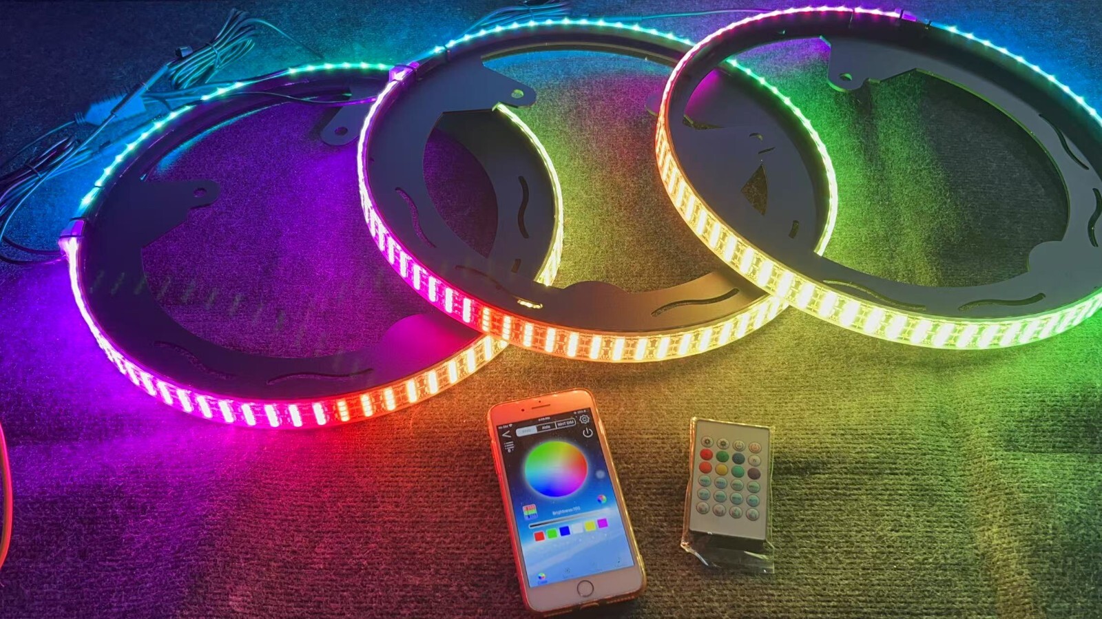 Four Rolls Quad Row 3PCS CHASING Wheel Lights for Slingshot 2015-2025 APP+Remote