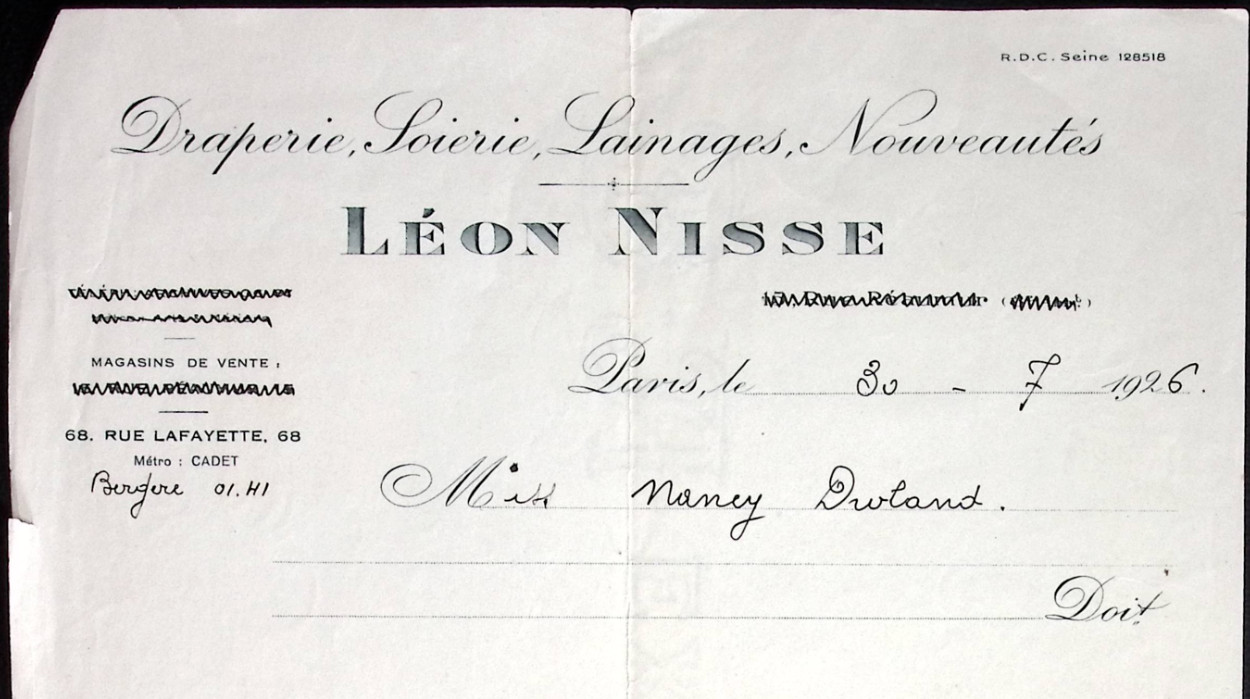 1926 Leon Nisse Draperie Soiere Lainages Nouveautes With Stamp PARIS FRANCE