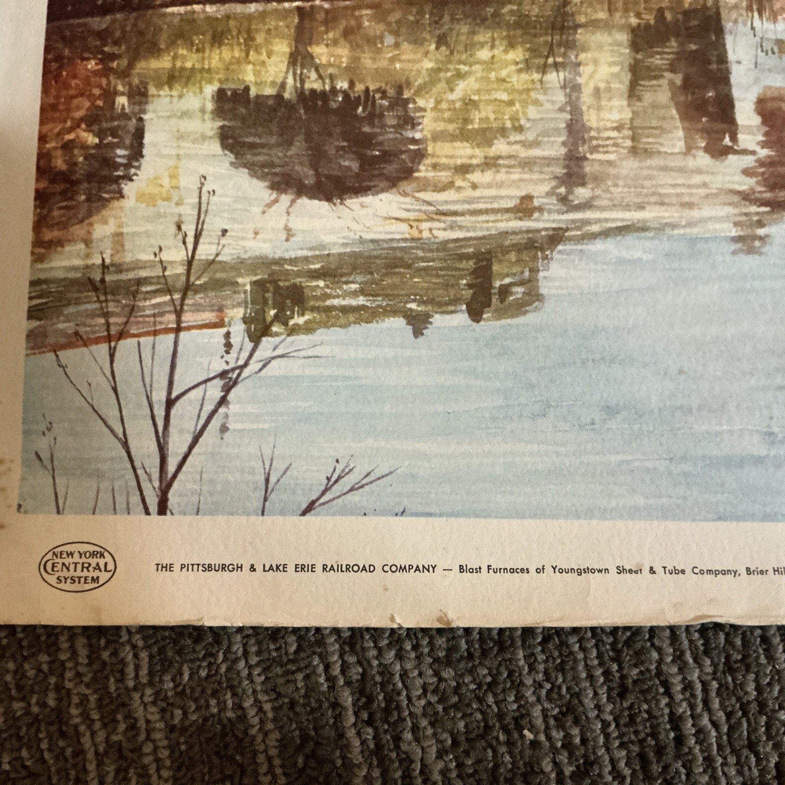 Howard Fogg NYC Railroad Print Youngstown Blast Furnaces Original 1950’s