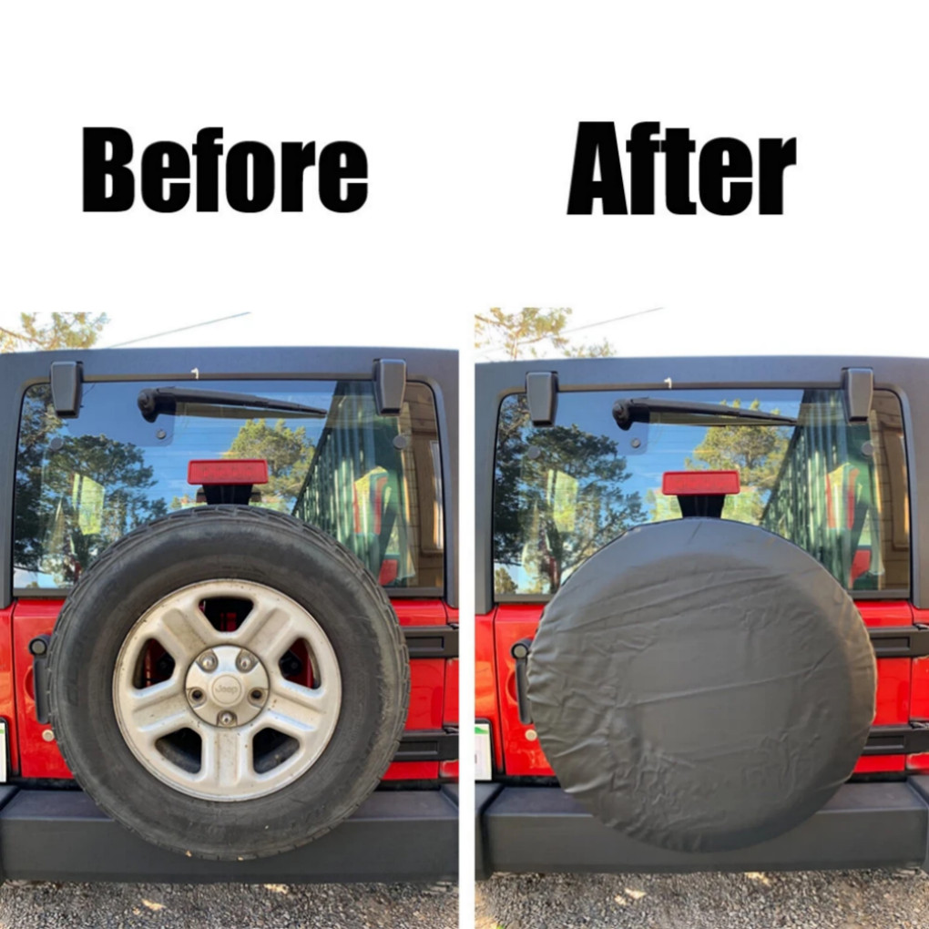 15'' Black DIY Spare Tire Cover Trailer Wheel & Tyre Protector Against Sun Rain